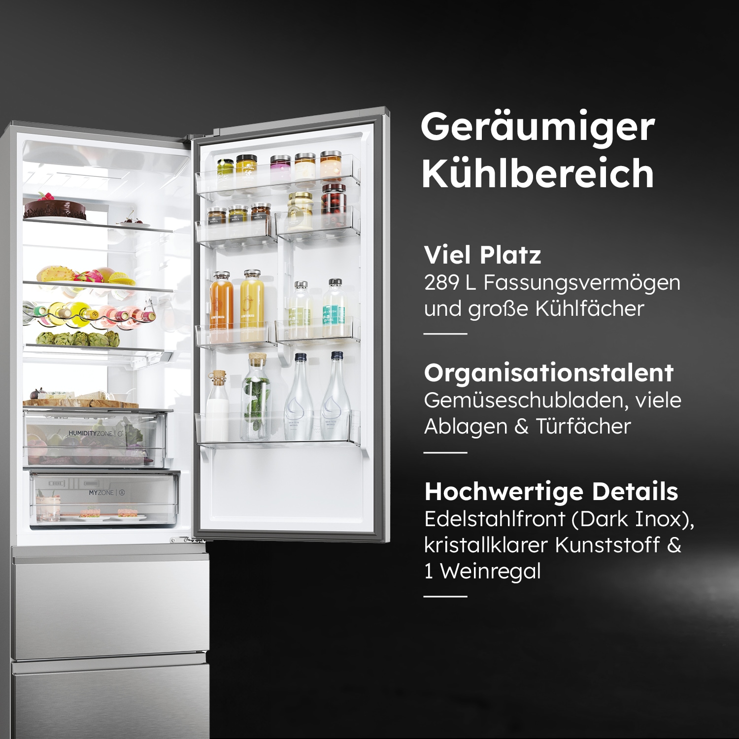 Haier Kühl-/Gefrierkombination 3D 60 Series 7 »HTW7620ANMG«, WIFI connected, Innovative Gefrier-Schubladen: Sparen Energie