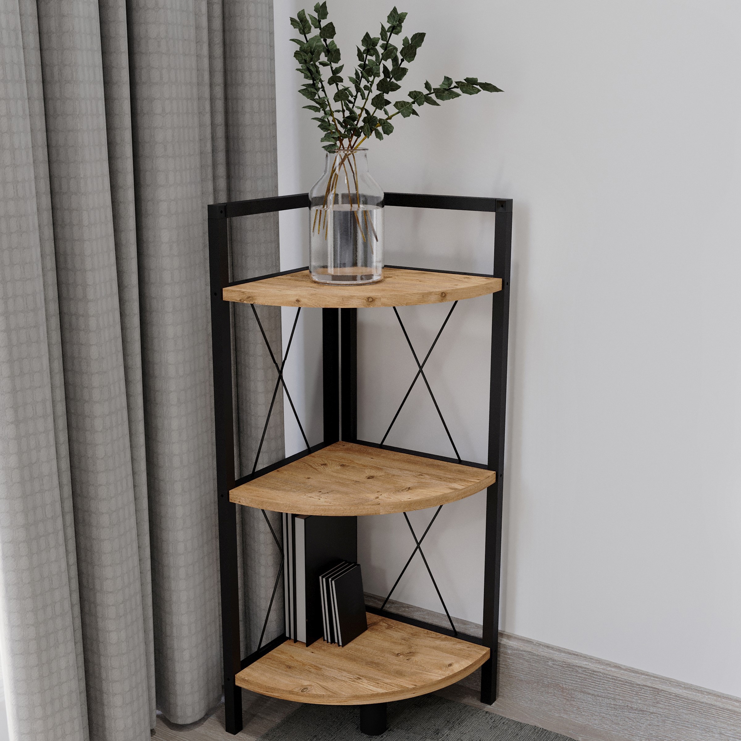VCM Standregal »Holz Metall Eckregal Bücher Regal Insasi 2fach«