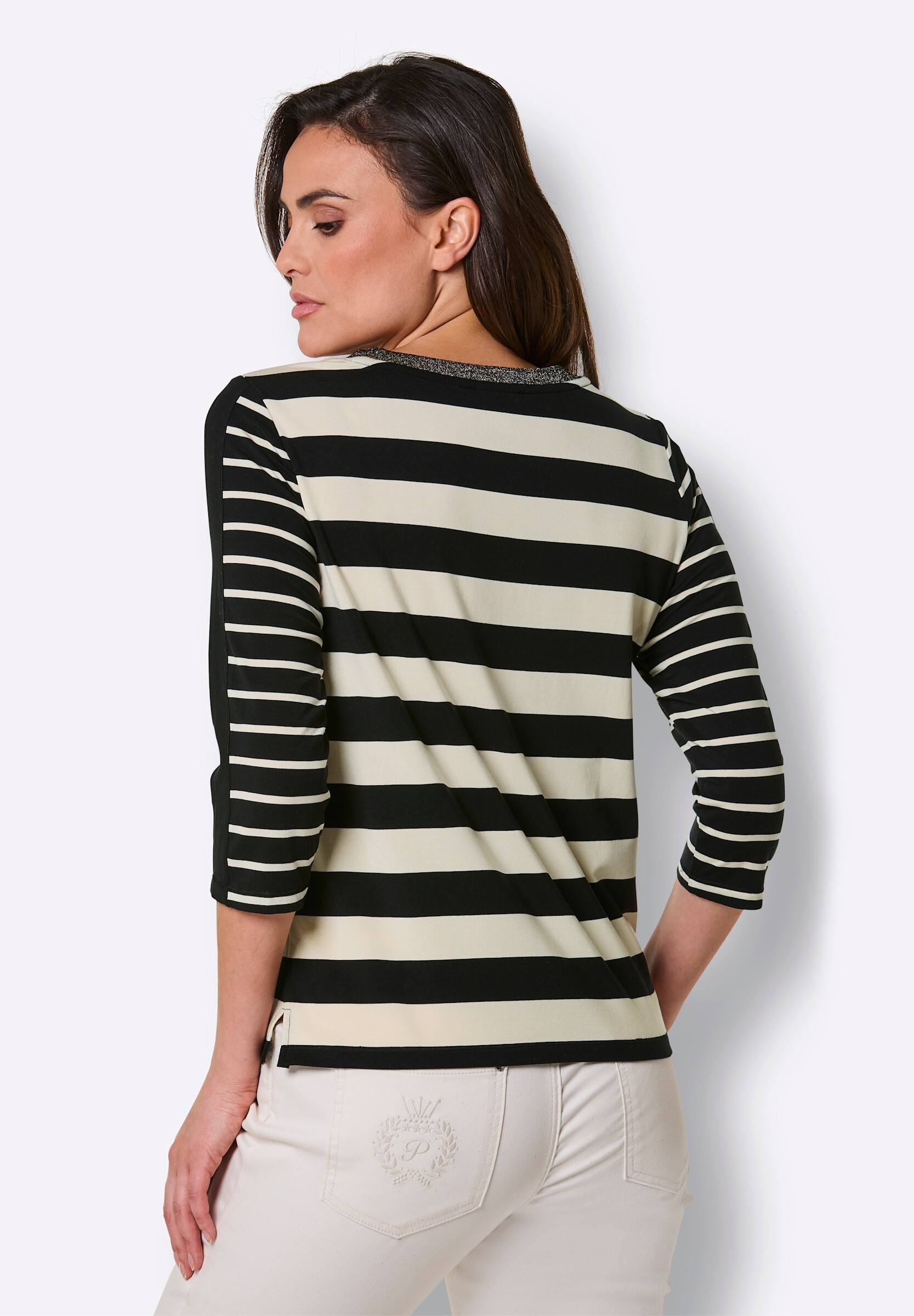 creation L T-Shirt »Lyocell-Shirt Ringelshirt mit Glanzgarn«