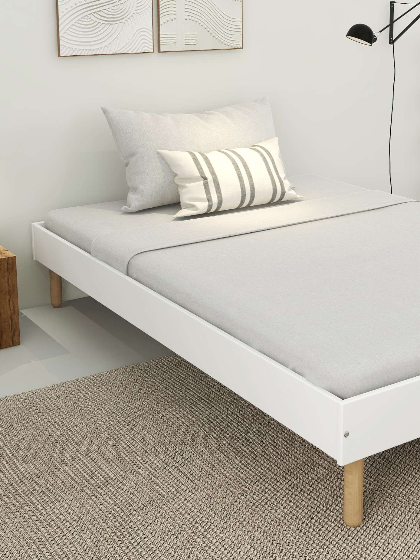 OTTO home Bett »Dagmar, Bettgestell, teilMDF, minimalistisches Design«, Breite 140 cm, inklusive feste Latten aus massiver Kiefer
