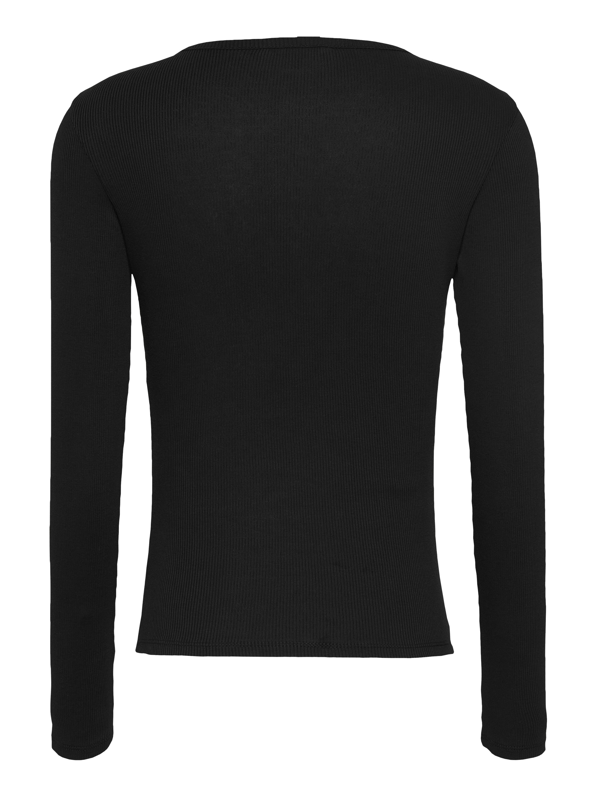 Tommy Jeans Curve Langarmshirt »TJW SLIM BUTTON RIB«, in Großen Größen, Rippoptik, mit Loogstickerei
