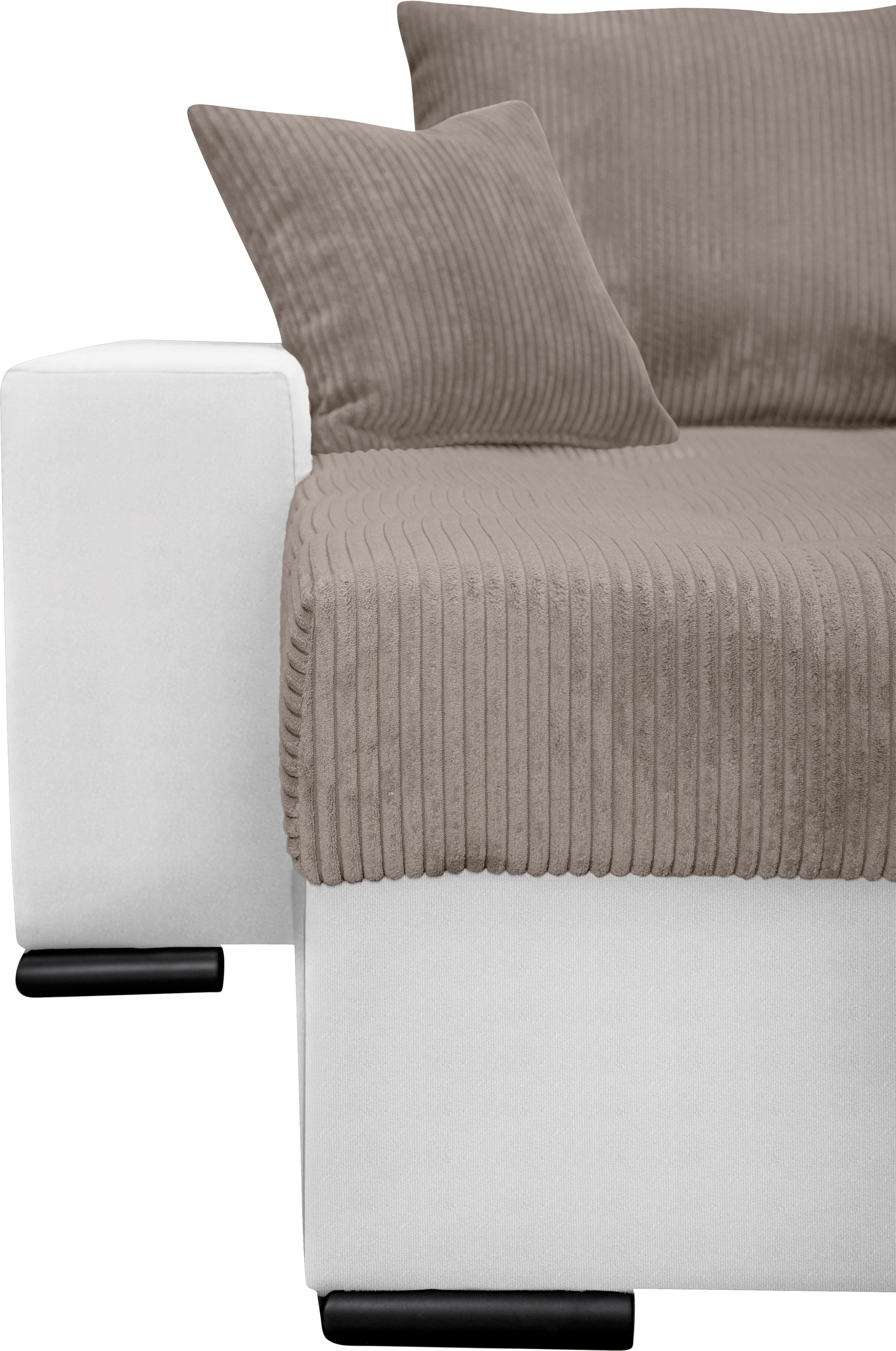 COLLECTION AB Wohnlandschaft »XL-Josy U-Form, Breite 313 cm, Cord-/Mix«, inkl. Bettfunktion, Bettkasten, mit 4 gleich großen Rückenkissen