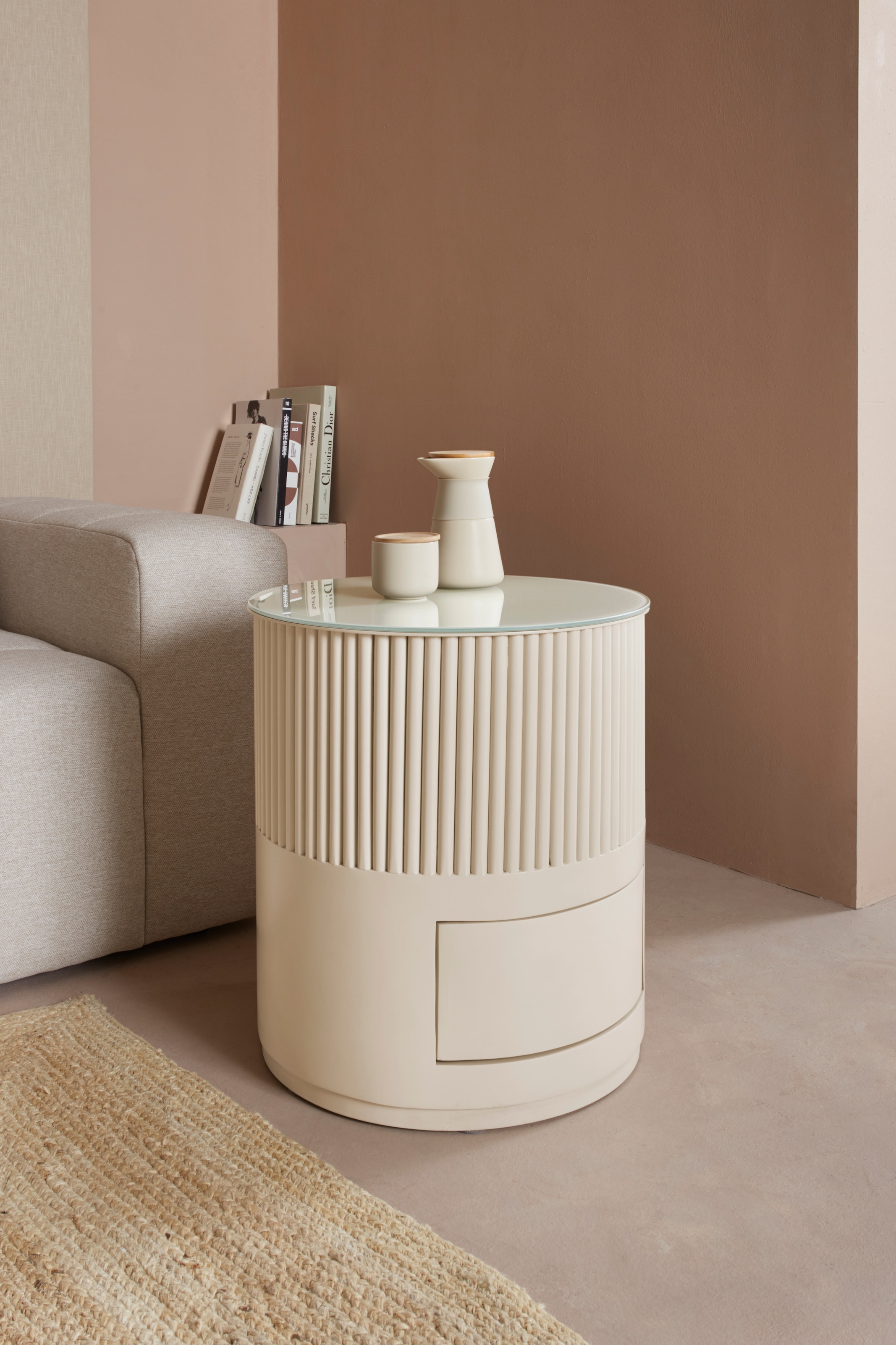 LeGer Home by Lena Gercke Beistelltisch »Novalee«, 1 Schublade, Stauraum, Lamellen-Optik