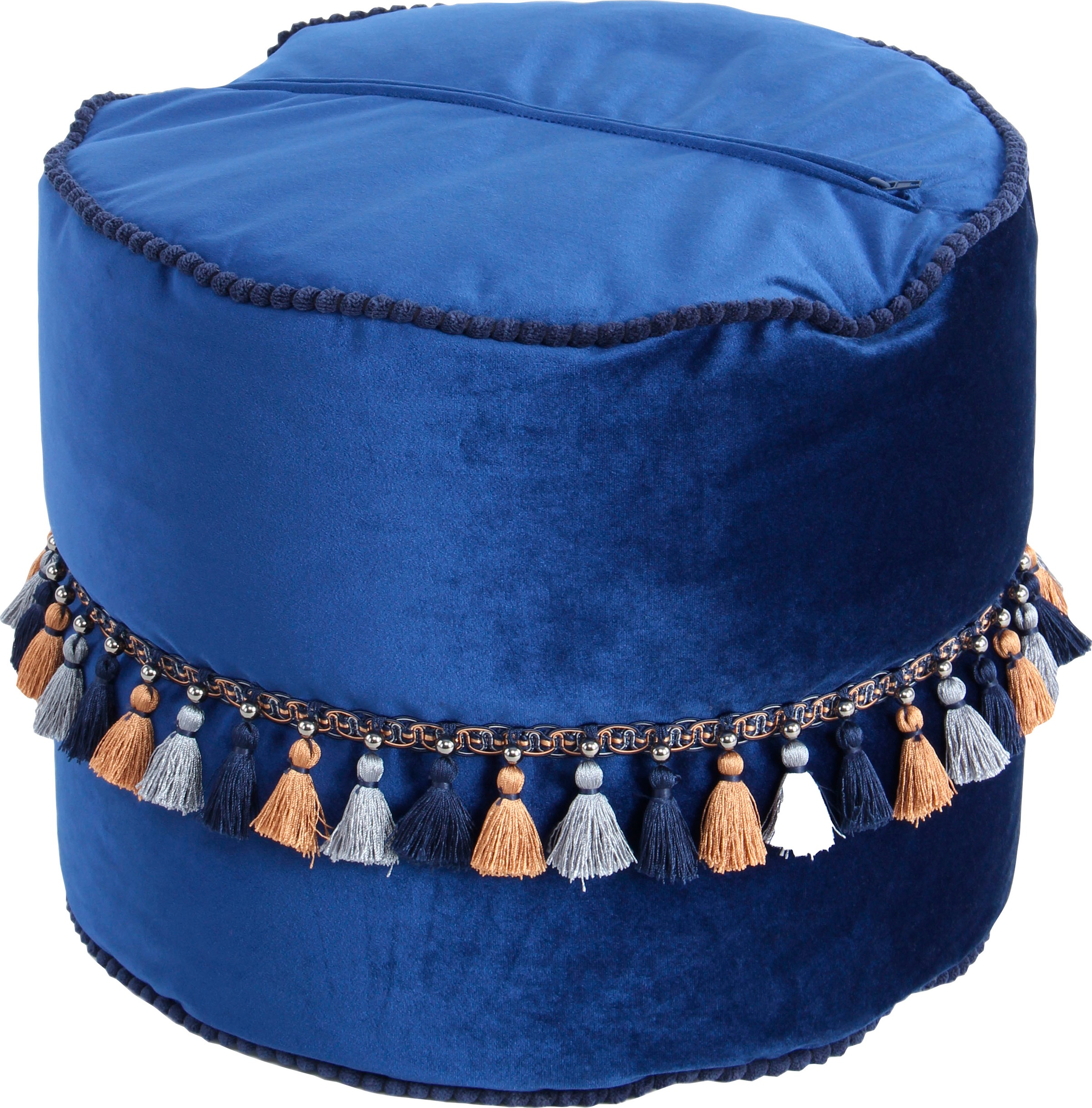 Kayoom Sitzhocker »Pouf Taj Mahal 225, samtweiche Oberfläche«, (1 St.), samtweich, verziert, Füllung aus flexiblen Styroporkugeln