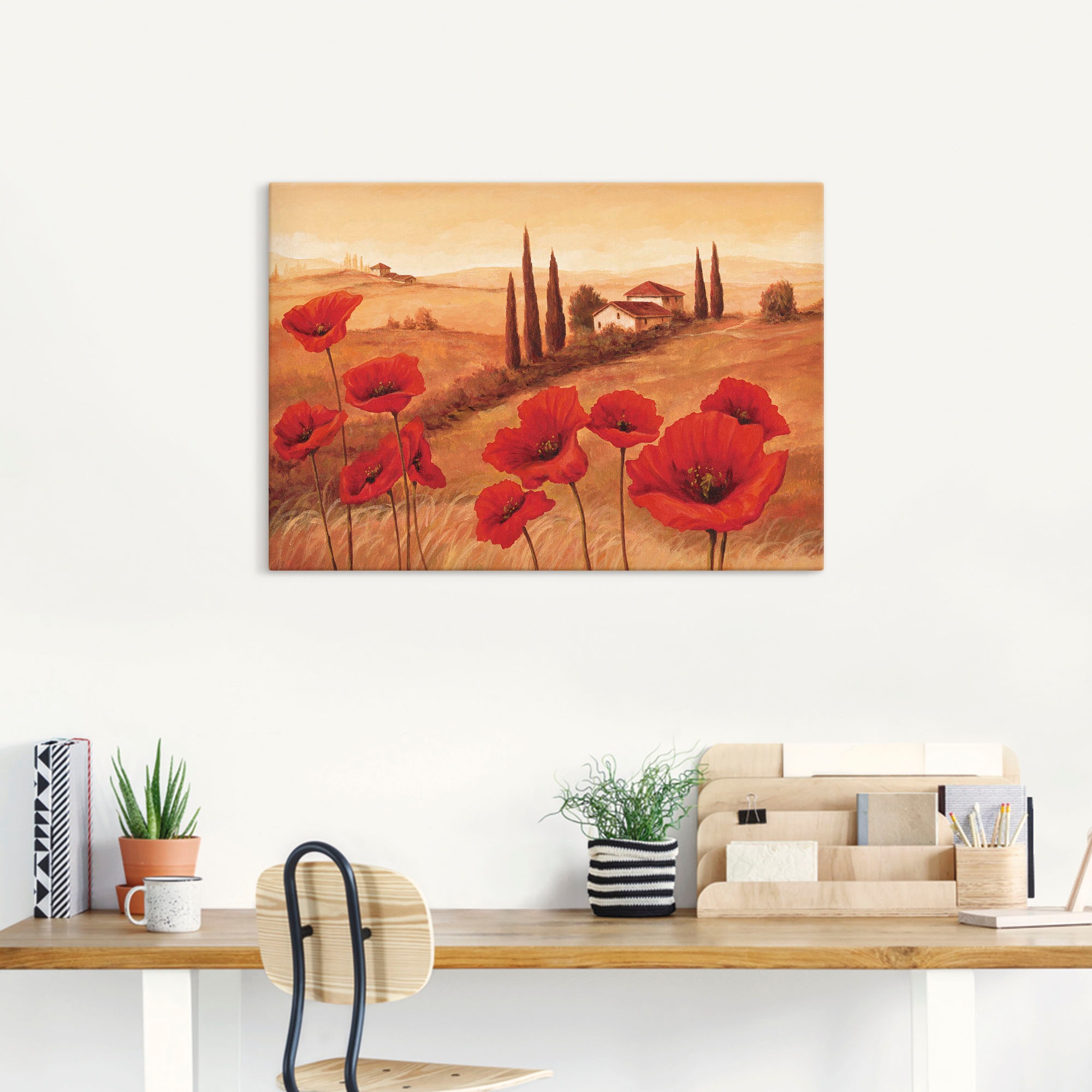 Artland Wandbild »Mohnblumen in der Toskana«, Europa, (1 St.), als Leinwandbild, Poster, Wandaufkleber in verschied. Größen