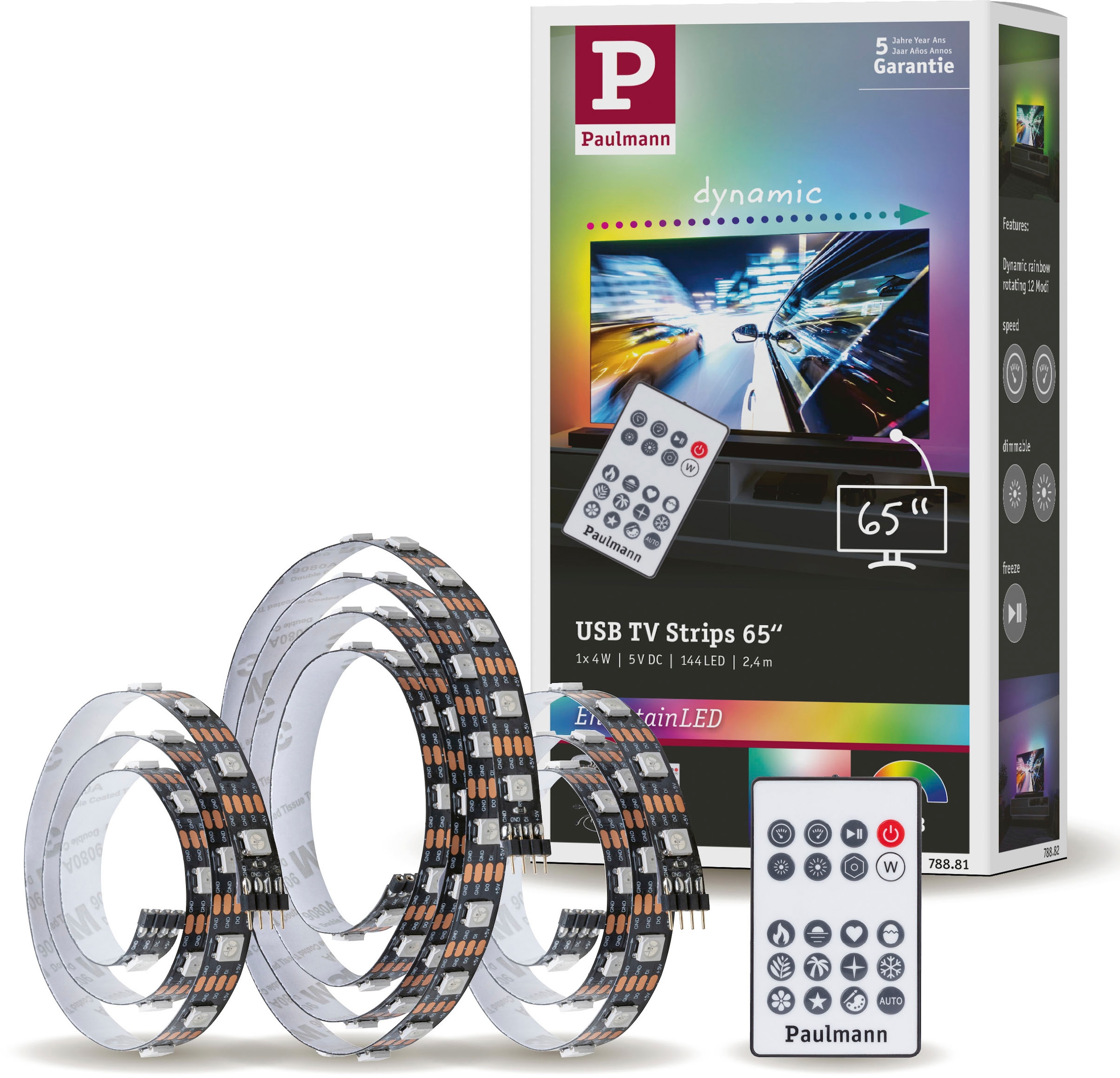 LED-Streifen »USB LED Strip TV-Beleuchtung 65 Zoll 2,4m Dynamic Rainbow RGB 4W«, 1...