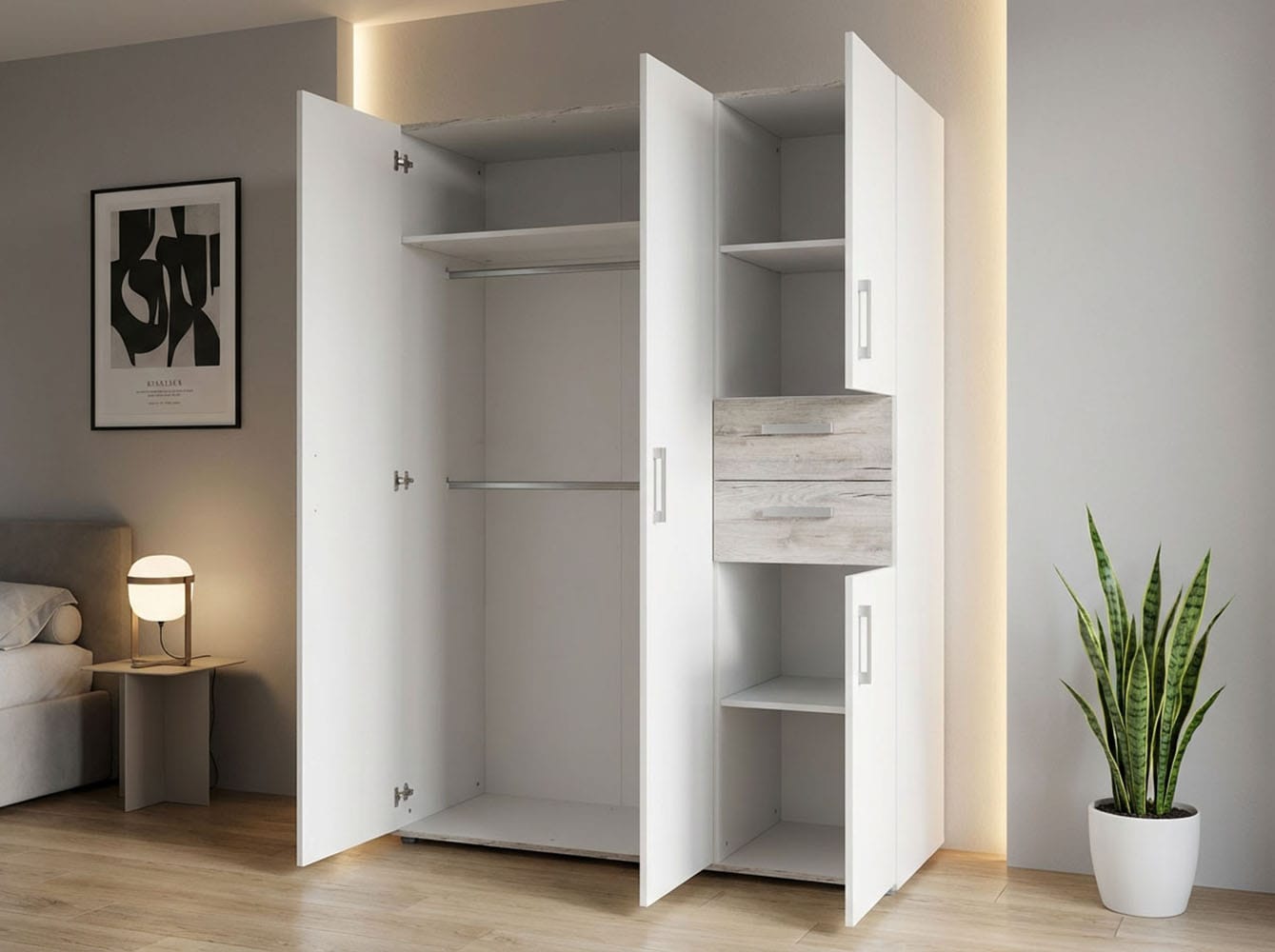 arthur berndt Jugendzimmer-Set »Jugendzimmer-Set »Bente« 2-teilig« 2 Stk. tlg. Eiche-Sand/Weiß Nachbildung