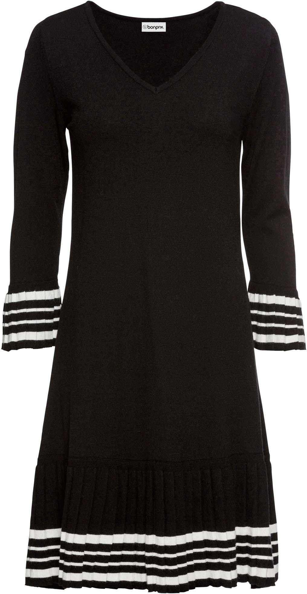 bonprix Strickkleid aus Viskose und Polyamid, ausgestellte Passform, mit Streifendesign