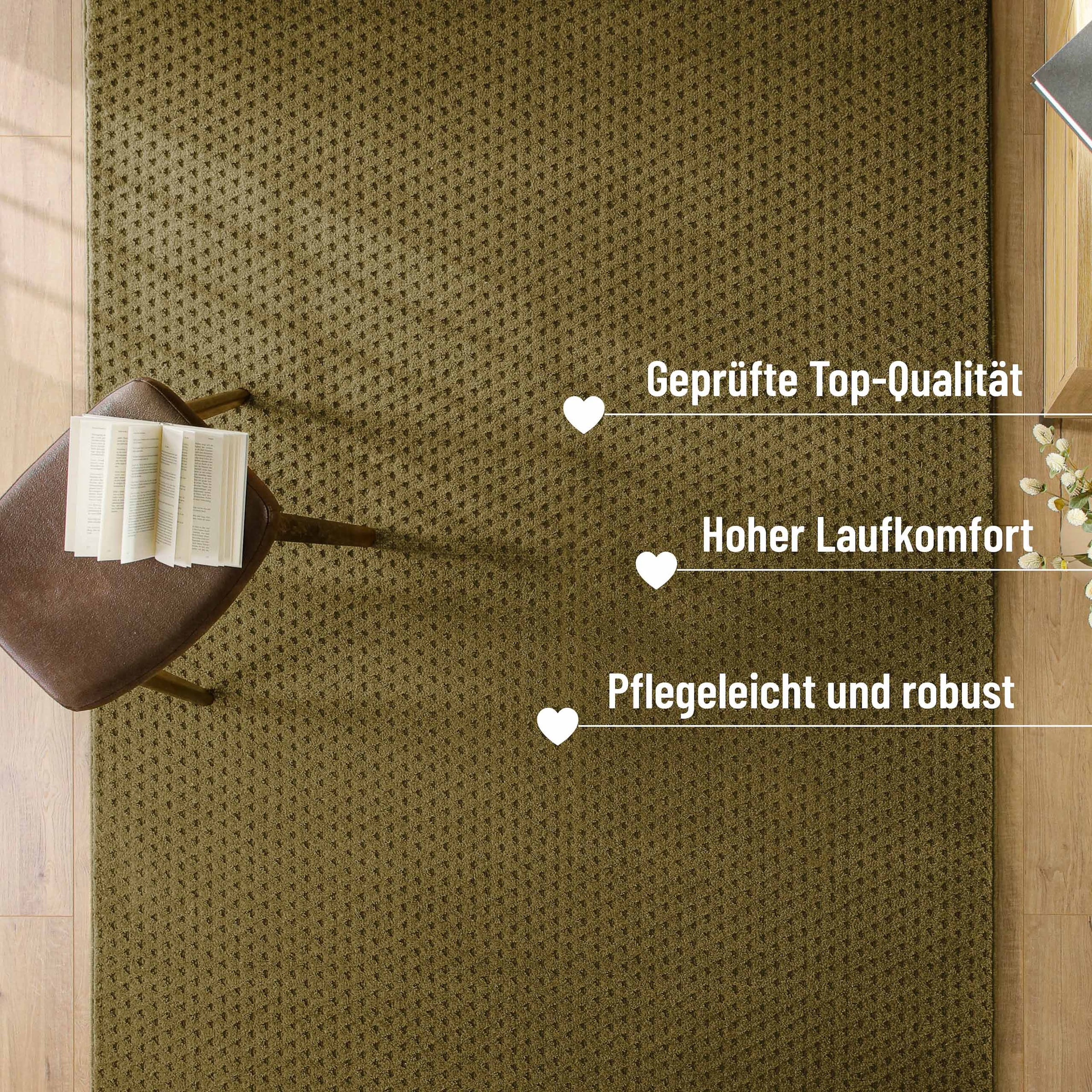 Wecon home Teppich »Castello THREE« rechteckig 7 mm Höhe Schurwolle, Kurzflor mit Hoch-Tief-Effekt, Wohnzimmer, Punktmuster