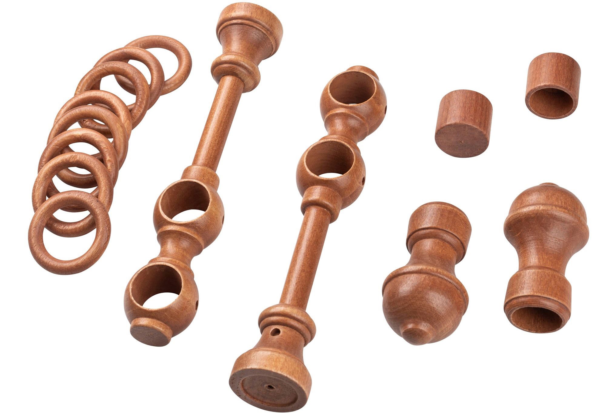 SN DECO GROUP Gardinenstange »Ares«, 2 läufig-läufig, Fixmaß, 28 mm, Holz, verschiedene Längen und Farben, Komplettset