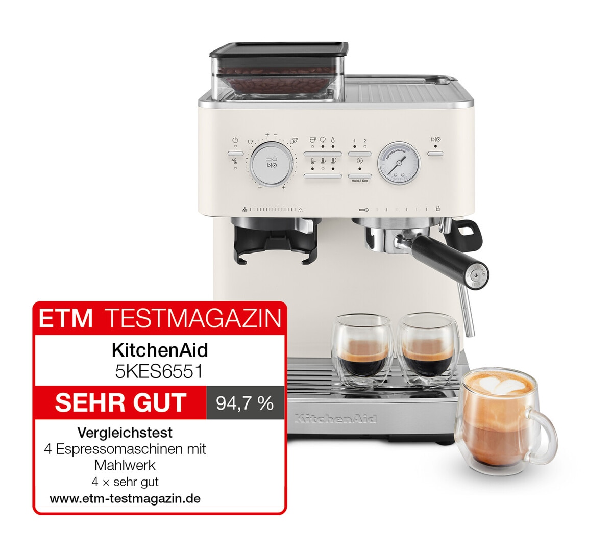 KitchenAid Espressomaschine »5KES6551EBK«, Siebträger mit Mühle