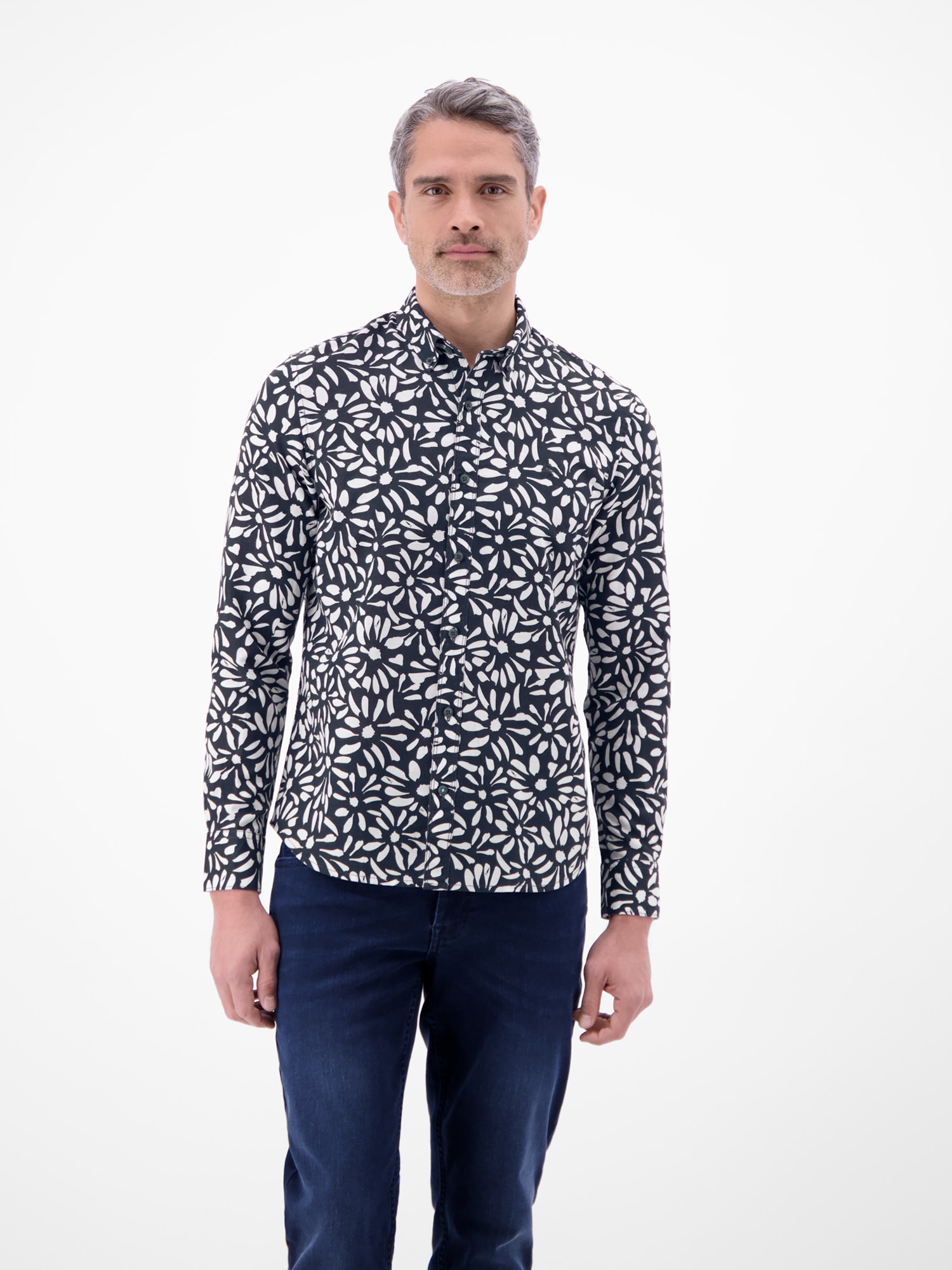 LERROS Leinenhemd »Langarmhemd mit floralem Print aus Mischgewebe« Baumwoll‑Leinen Mix, hautfreundlich, ideal für warme Tage, langarm