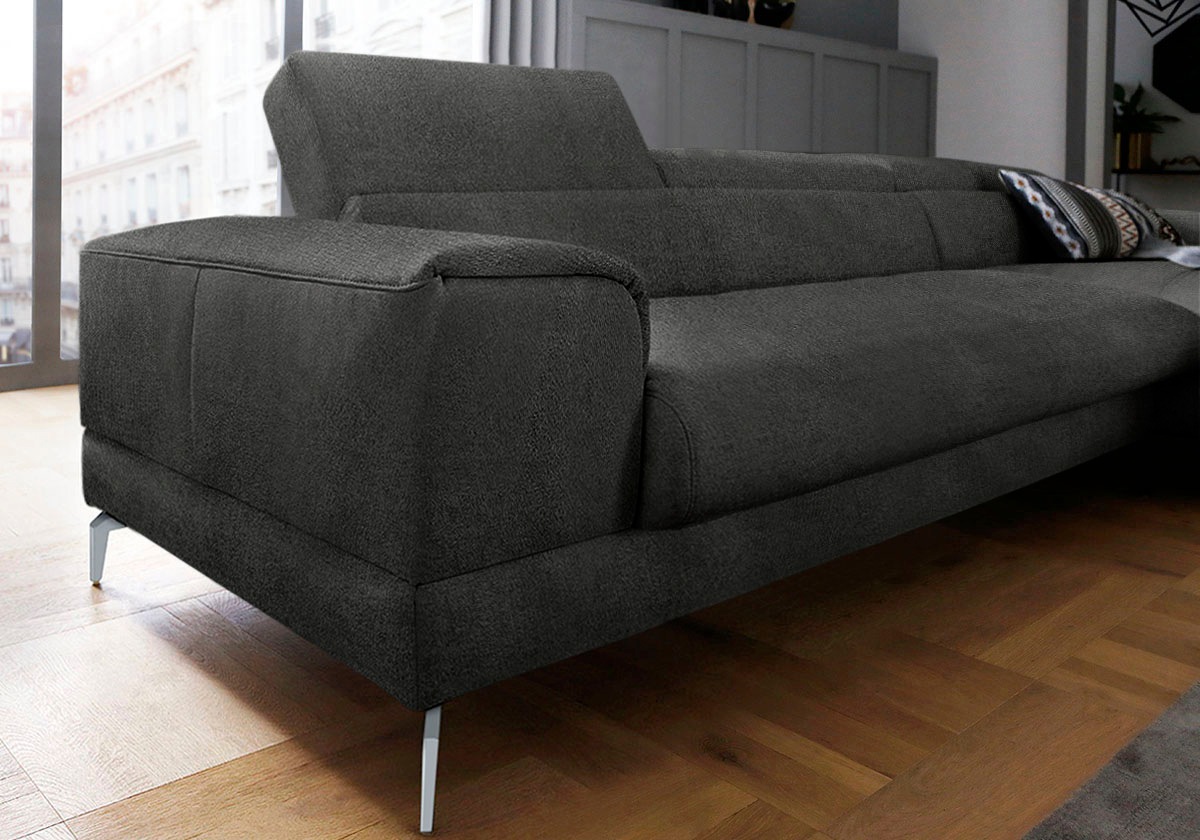 W.SCHILLIG Ecksofa »piedroo, Designsofa mit tollem Sitzkomfort, bequem und elegant, L-Form«, Kopfteilverstellung, wahlweise mit Sitztiefenverstellung, Breite 343cm