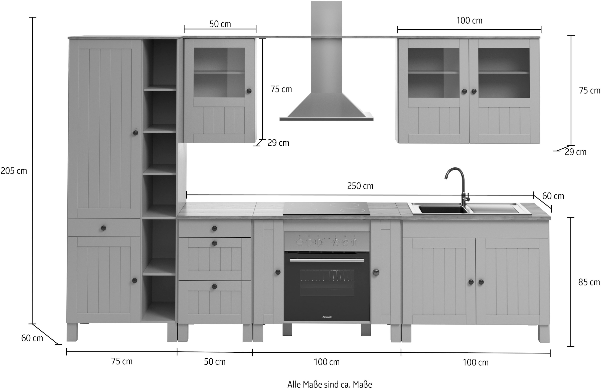 Home affaire Küchenzeile »Alby2«, (Set), Breite 325 cm, ohne E-Geräte