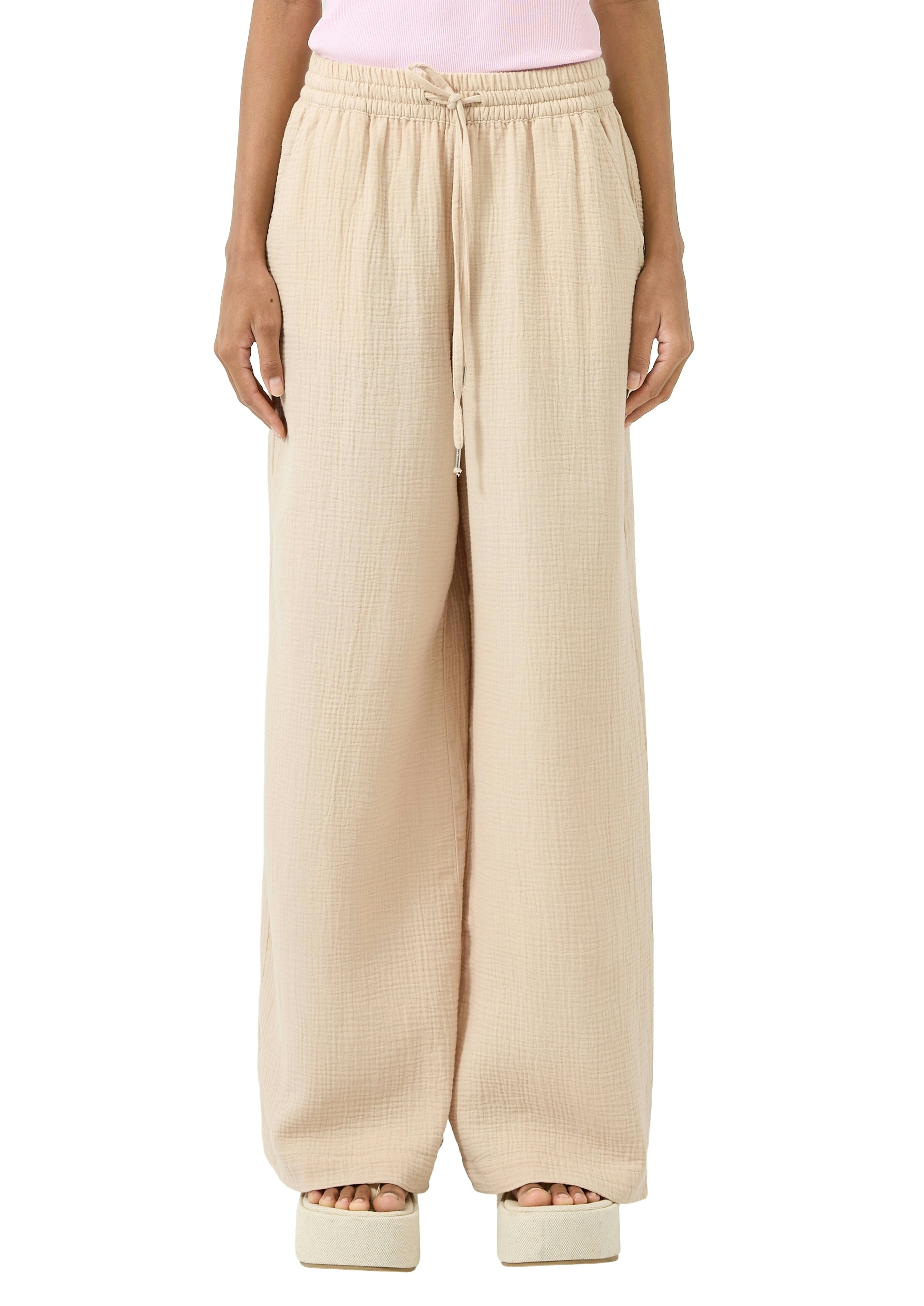 QS Stoffhose  mit Gummizug und weitem Bein