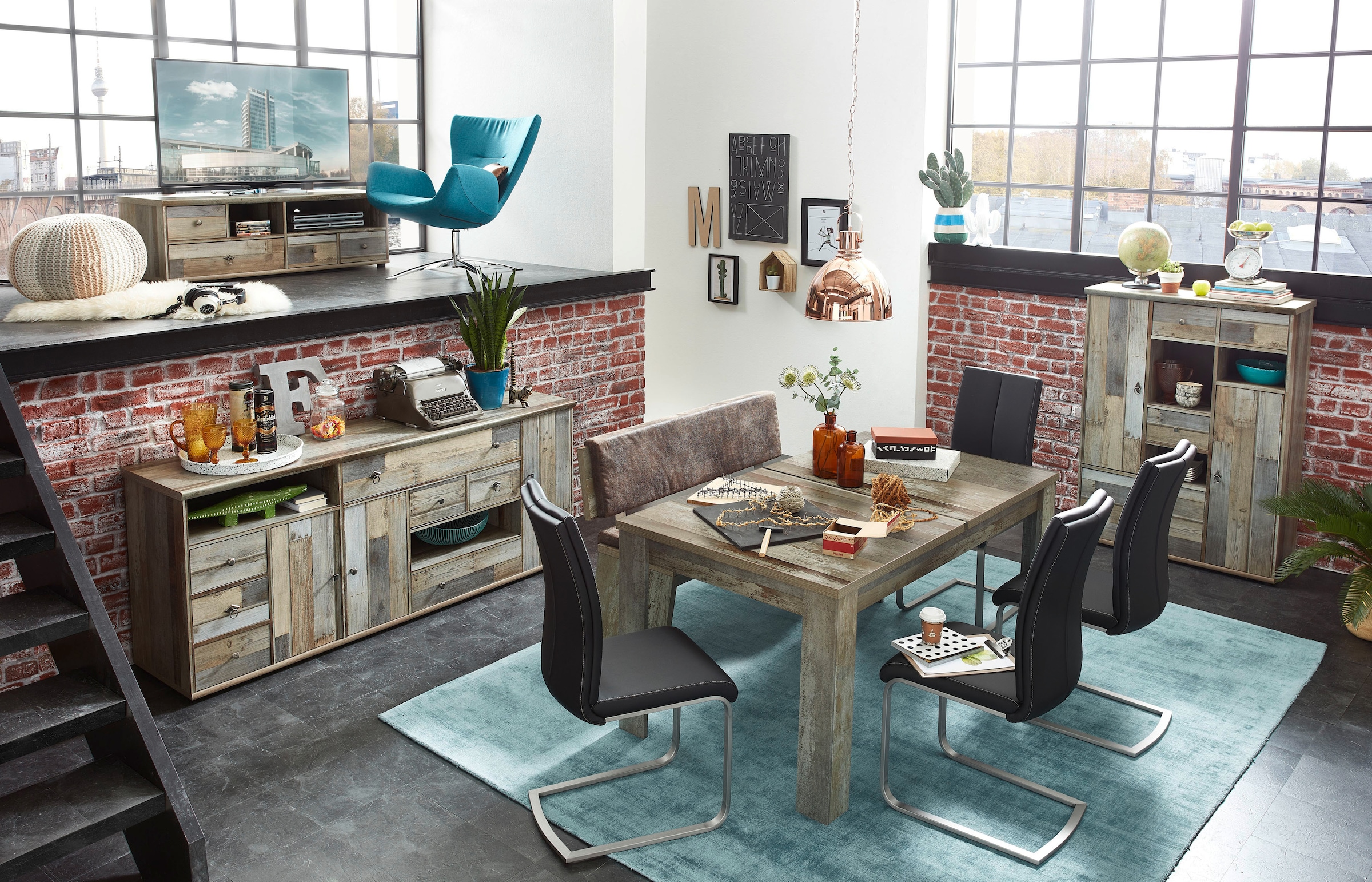 Innostyle Sideboard »BONANZA«, (1 St.), 3 Holztüren, 7 Schubladen, 9 Fächer, Softclose, ABS Kantenschutz