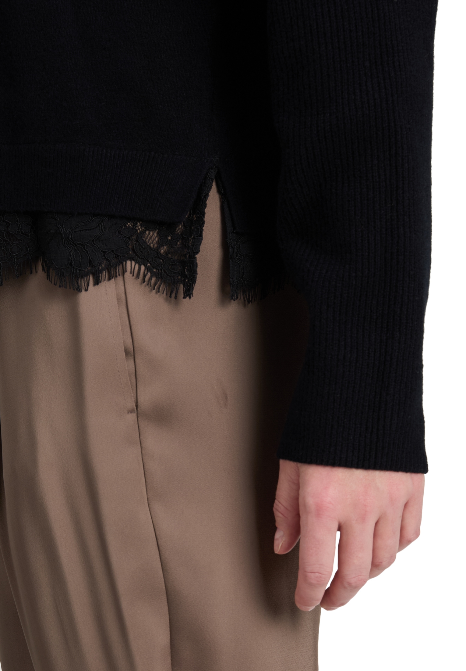 Betty Barclay Rundhalspullover »Feinstrickpullover mit Spitzenkante«