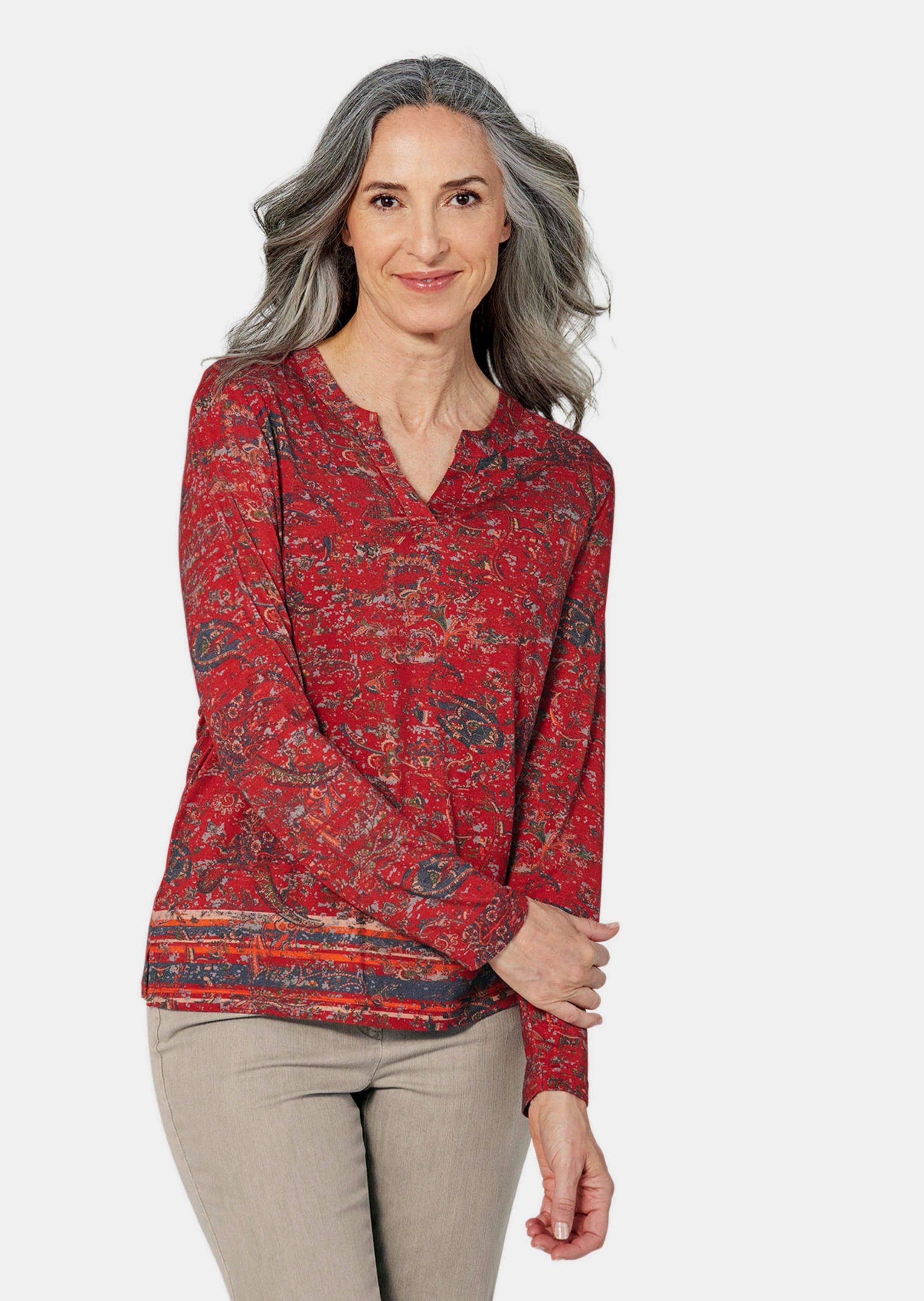 GOLDNER Print-Shirt »Langarmshirt Langarmshirt mit Paisleymuster«
