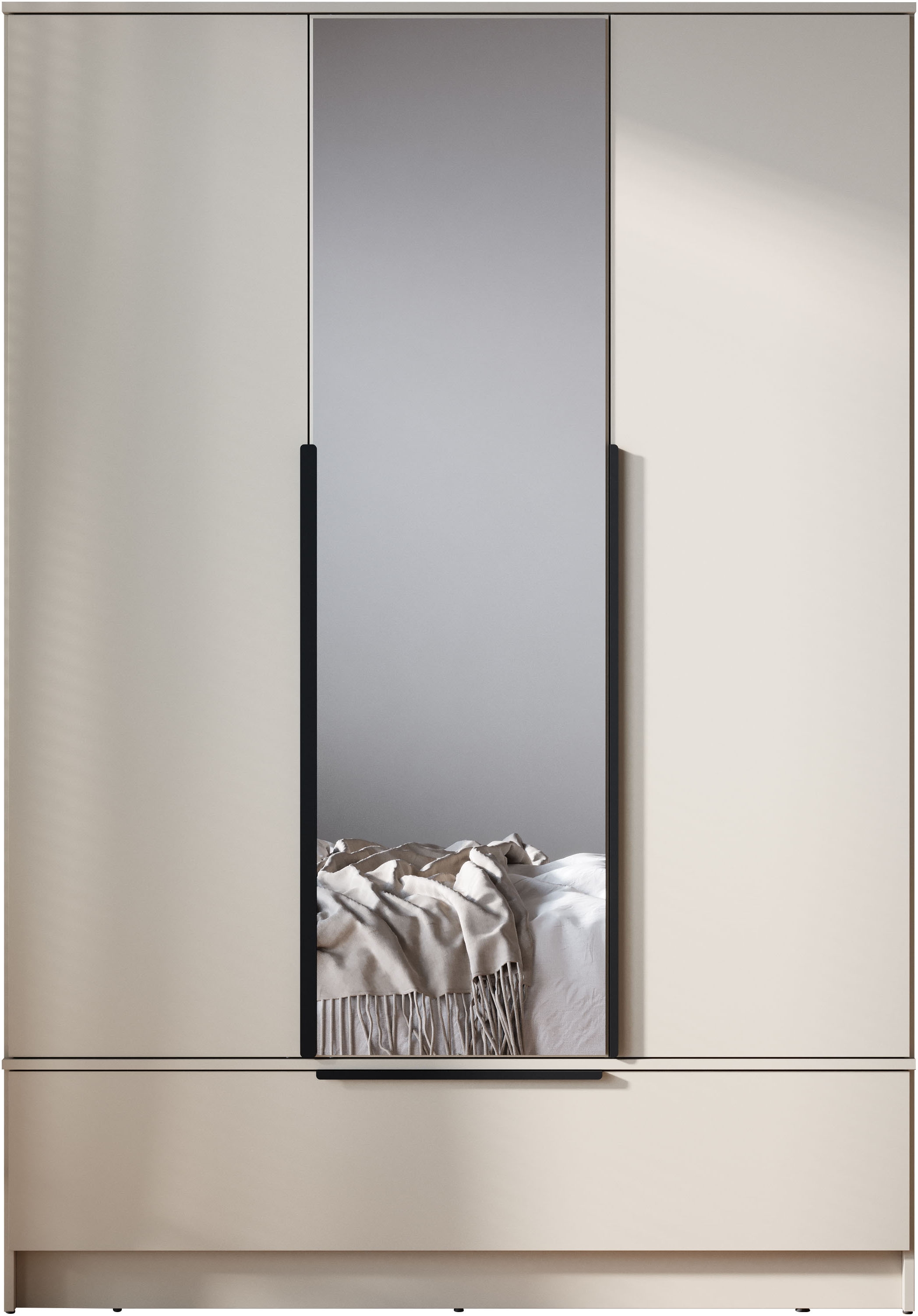 Home affaire Kleiderschrank »Spirit Kleiderschrank mit Spiegel, Schublade und 2 Kleiderstangen« Mit schwarzen Metallgriffen – viel Stauraum und flexible Aufteilung
