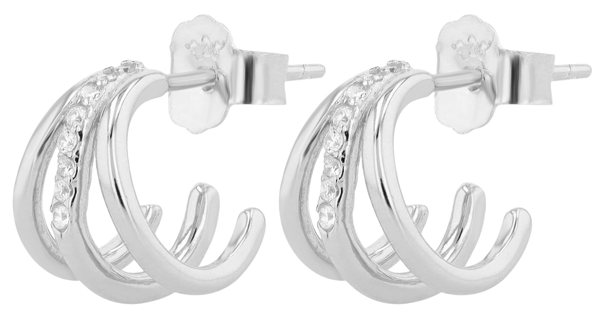 Adelia´s Paar Creolen »Damen Ohrringe ¿ Creole aus 925 Silber mit Zirkonia«