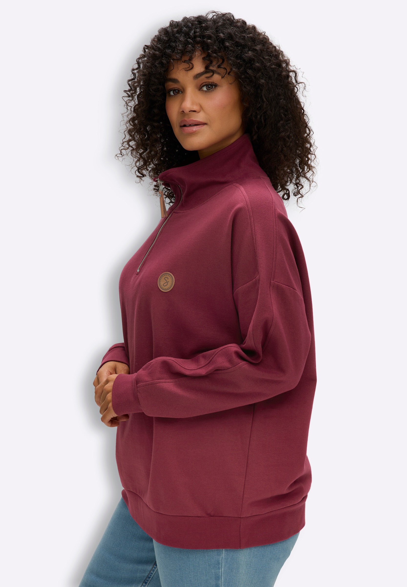 Sheego Sweatshirt »Sweatshirt Sweatshirt mit Troyerkragen«

