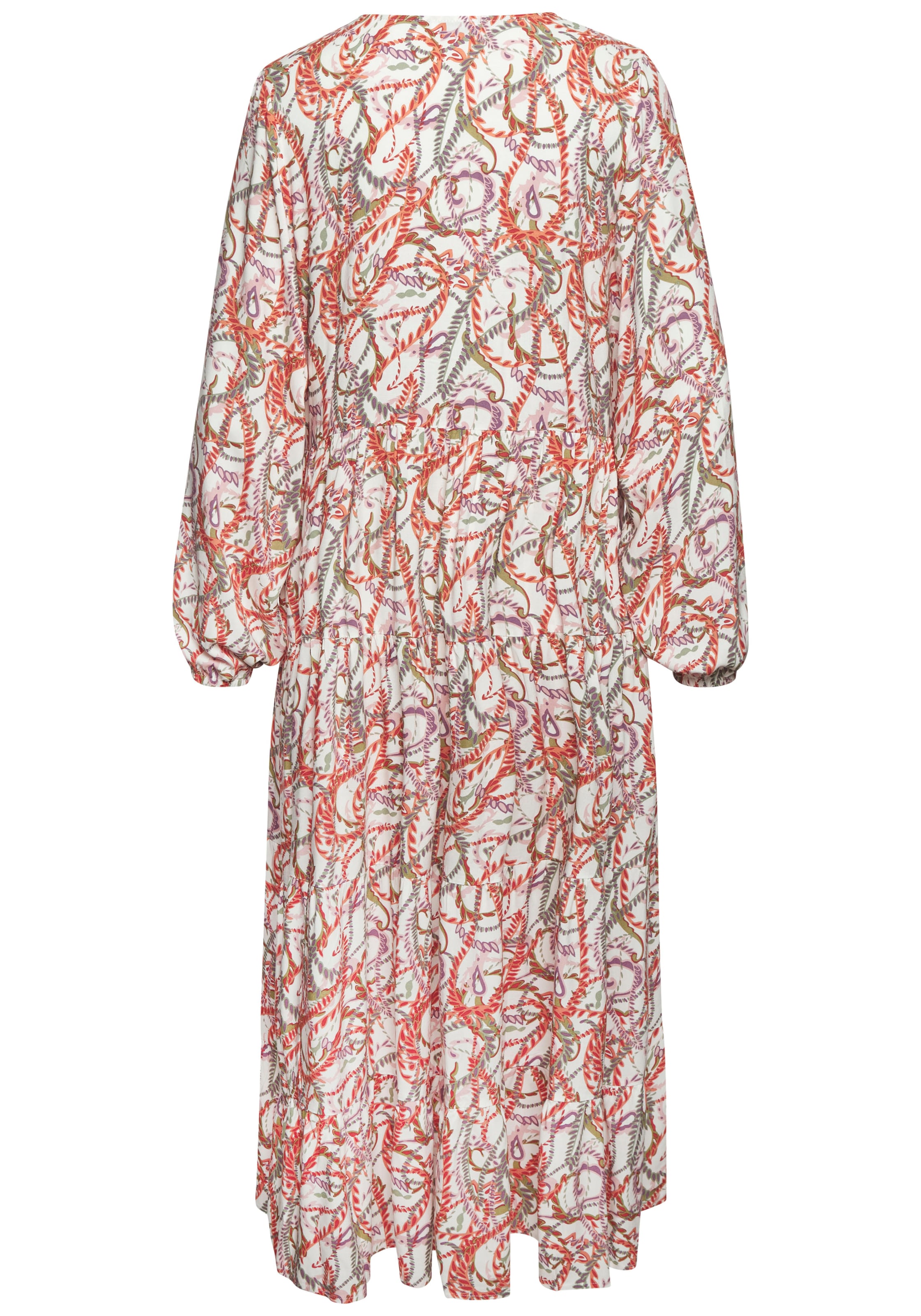 LASCANA Maxikleid, mit Alloverprint und Volants, langärmlig, Druckkleid, casual-chic