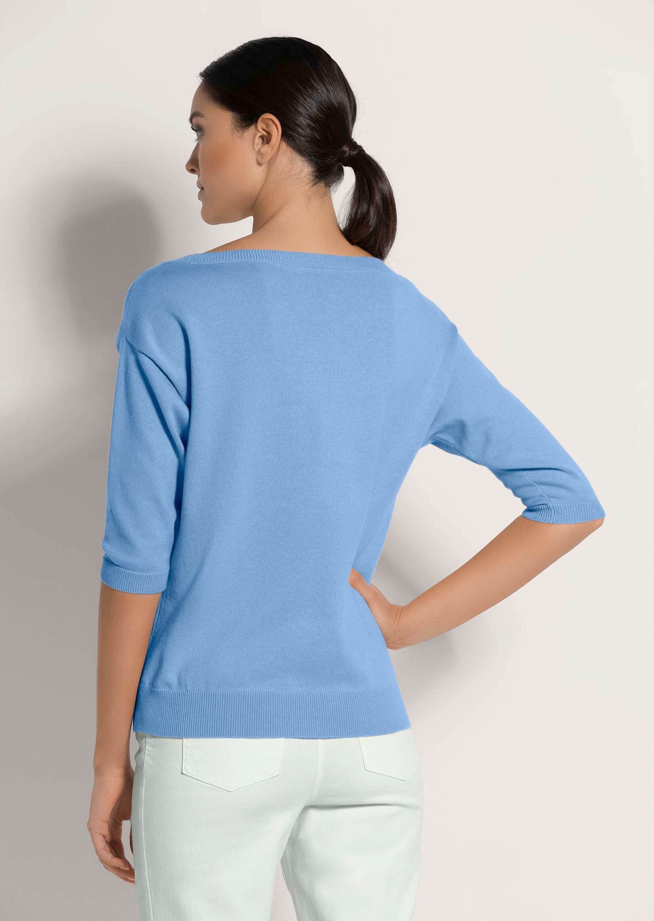 MADELEINE Longpullover »Strickpullover Sommerlicher Baumwollpullover mit 3/4-Ärmeln« Legere Kurzform