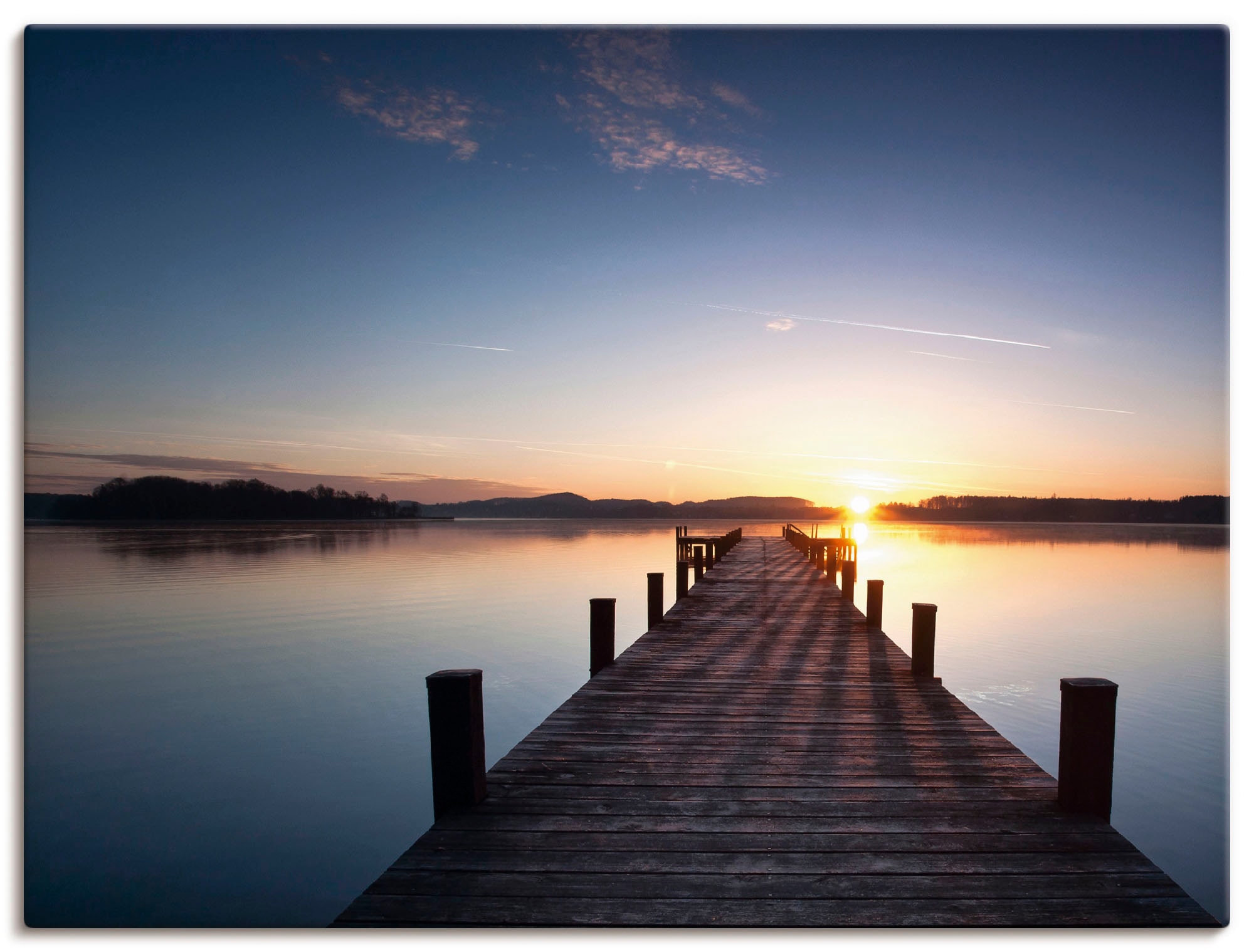 Leinwandbild »Sonnenstrahlen - Sonnenuntergang«, Gewässer, (1 St.), auf Keilrahmen...