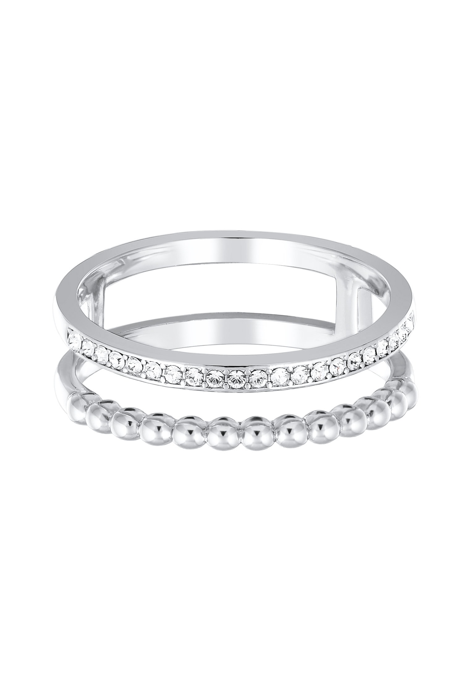 Elli Ring-Set »Ring Zweireihig Kugel Silberfarben Kristallen«