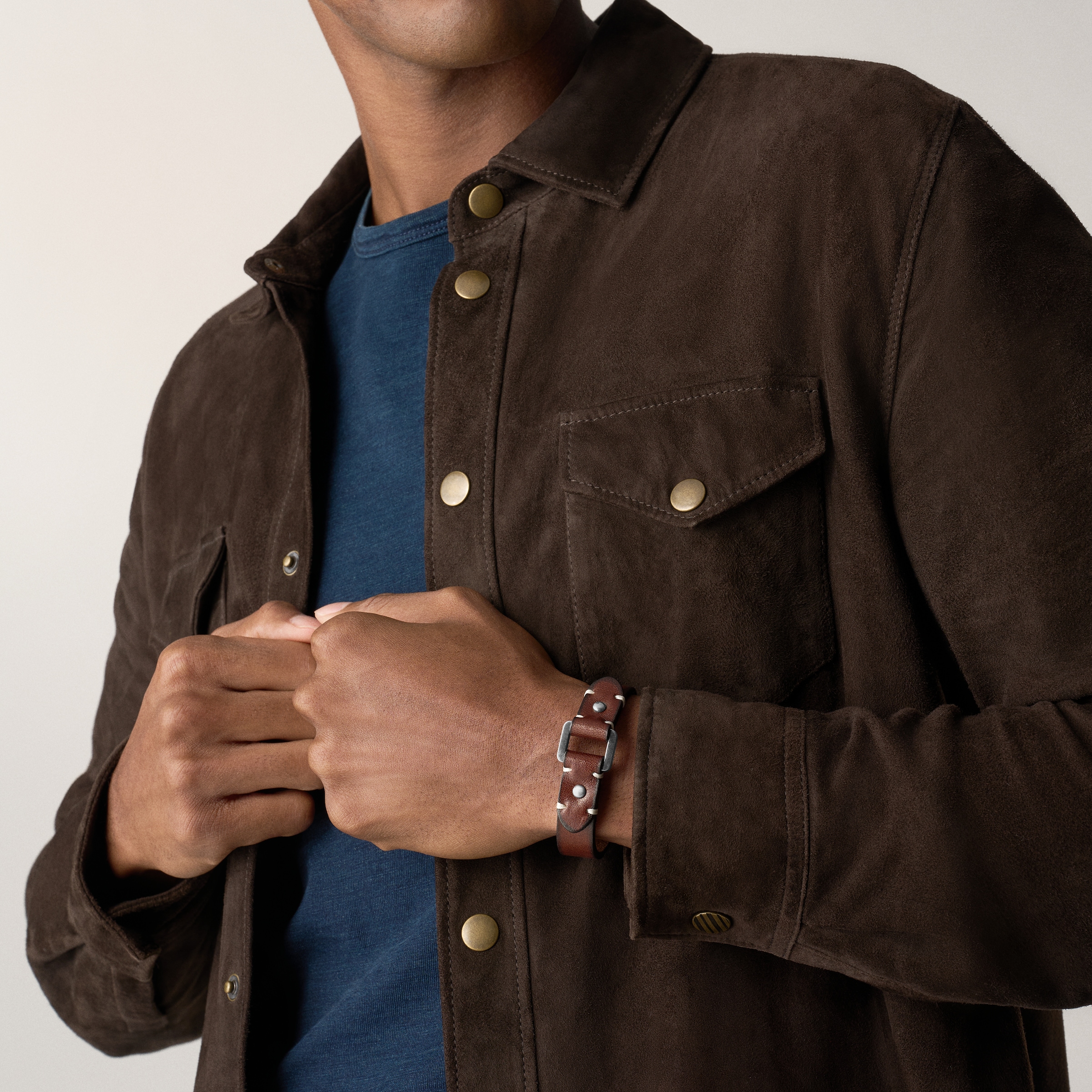 Fossil Armband »Schmuck Geschenk Edelstahl Leder Armschmuck MACHINE«