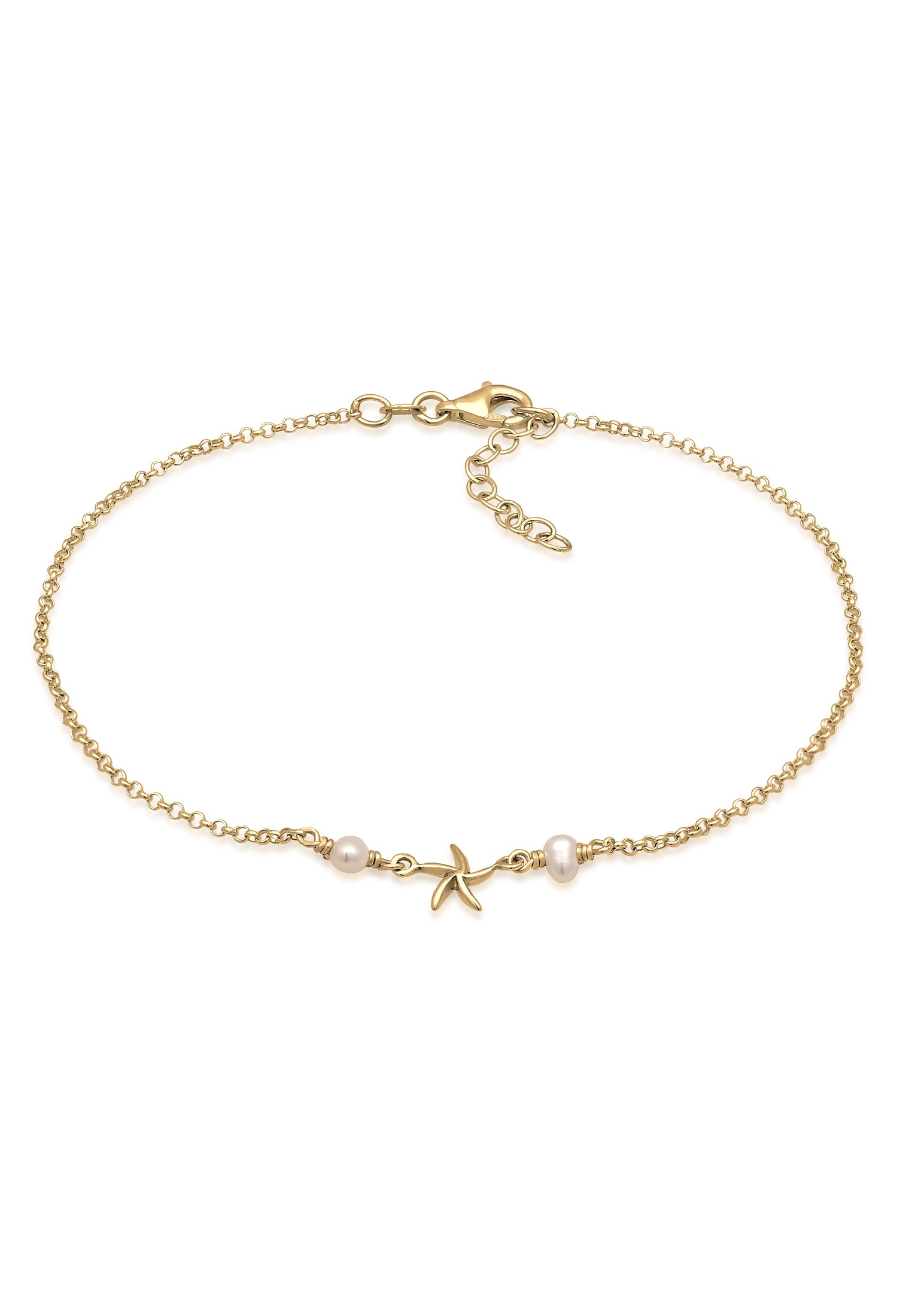 Elli Fußkette »Fußschmuck Seestern Süßwasserperle Mode 925er Silber«