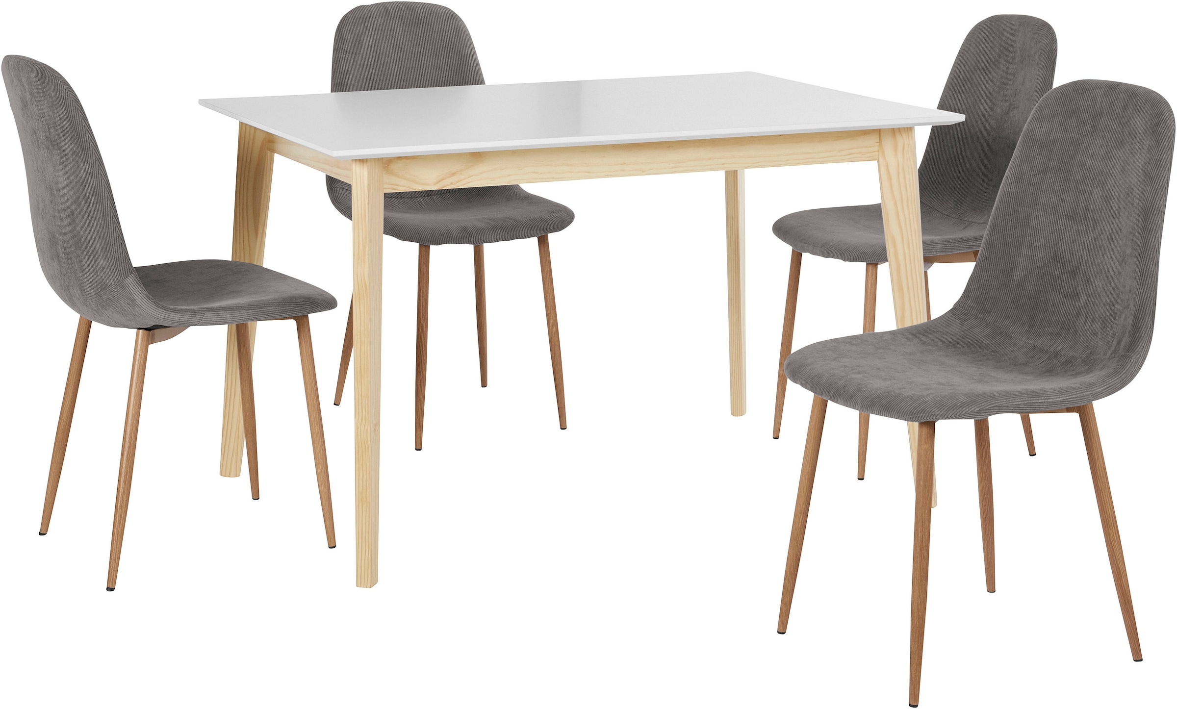 Homexperts Essgruppe »Kaitlin Tischgruppe«, aus cm (Set, tlg., bei Bezug »Kailtin« Cord) 5 Breite Stühlen online 4 in und bestehend OTTO Esstisch 120