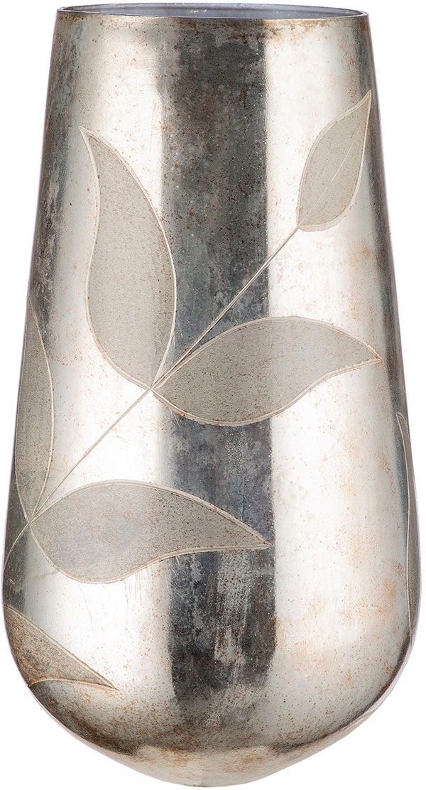 GILDE Tischvase »Bosque, Dekovase«, (1 St.), Vase aus Glas, mit Blattmotiv, Höhe  ca. 46 cm bei OTTO