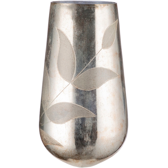 GILDE Tischvase »Bosque, Dekovase«, (1 St.), Vase aus Glas, mit Blattmotiv, Höhe  ca. 46 cm bei OTTO