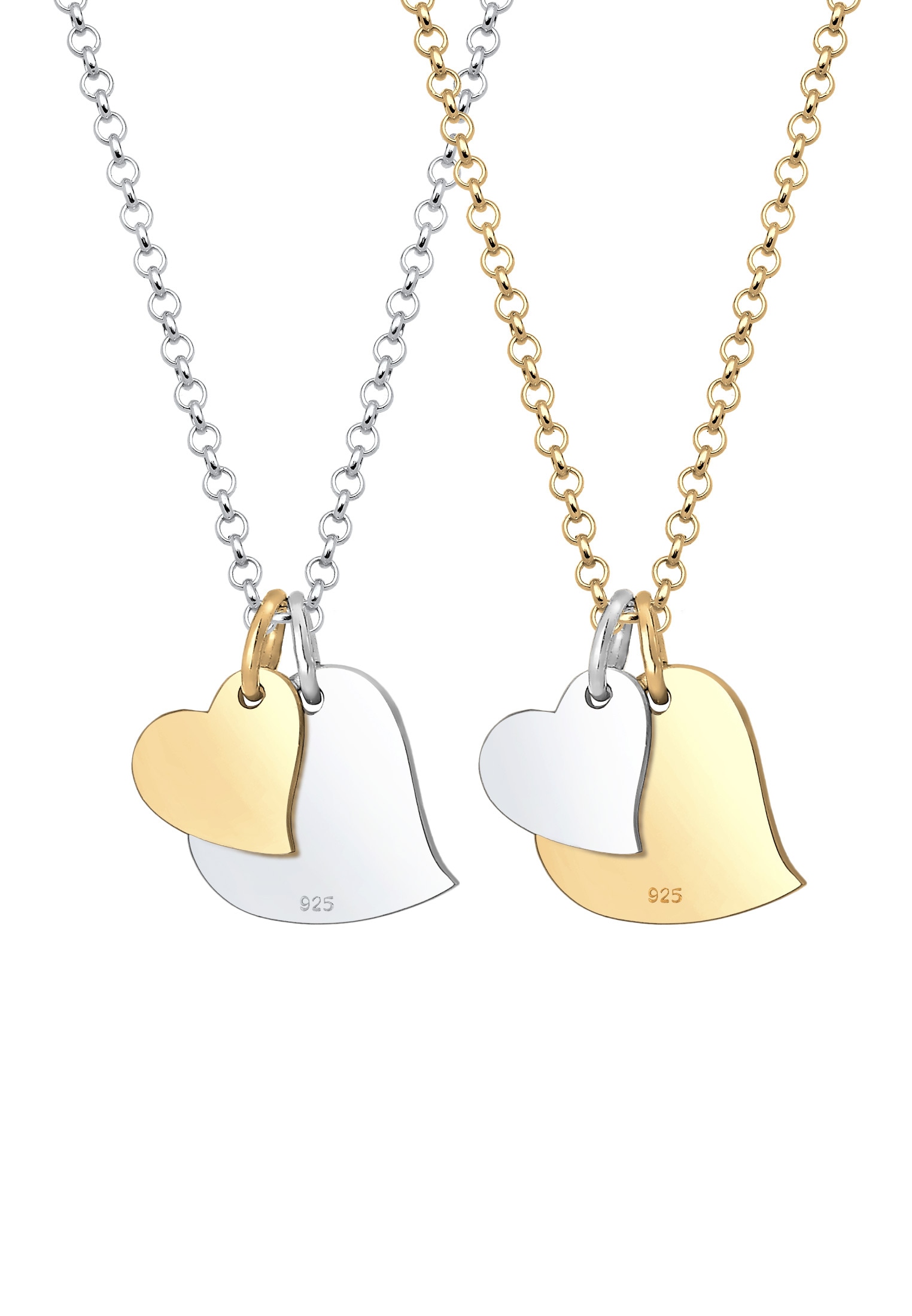 Elli Ketten-Set »Halskette Mutter Tochter Bi-Color Herzen 925 Sterling Silber vergoldet«