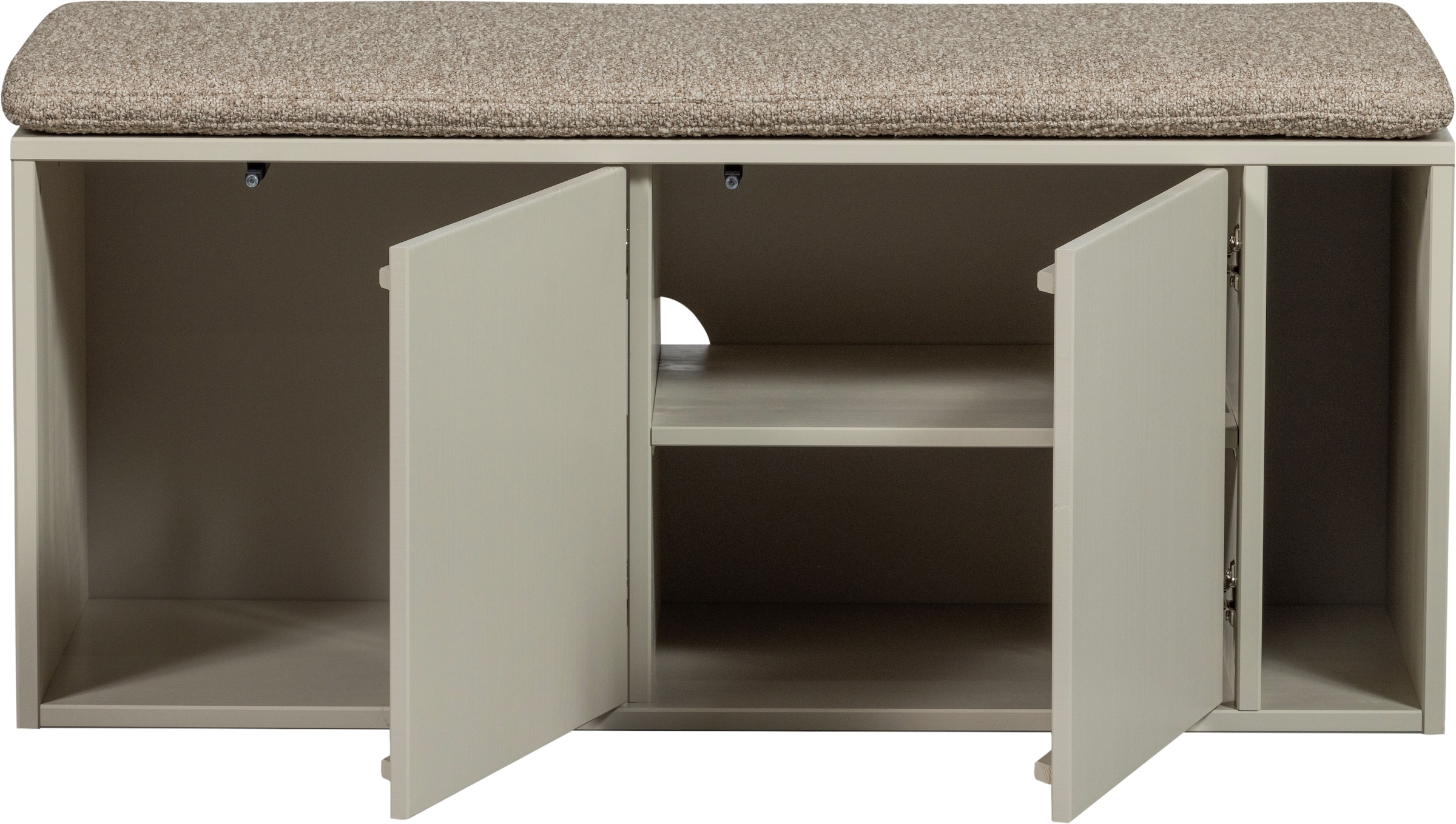 WOOOD Schuhbank »vtwonen SETTLE DOWN TV MEUBEL/BANKJE 108 CM DUST MET ZITKUSSEN [fsc]« Settle Down TV-Schrank/Bank aus FSC-Kiefer