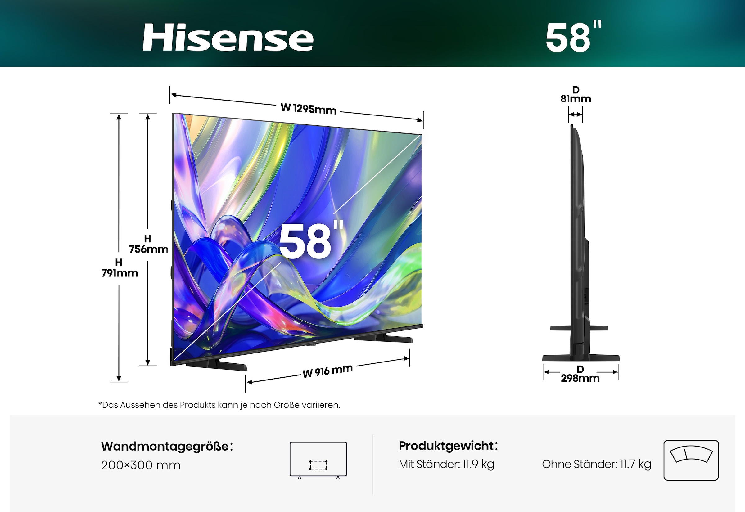 Hisense QLED-Fernseher »58E7S« 146 cm/58 ″ Smart-TV