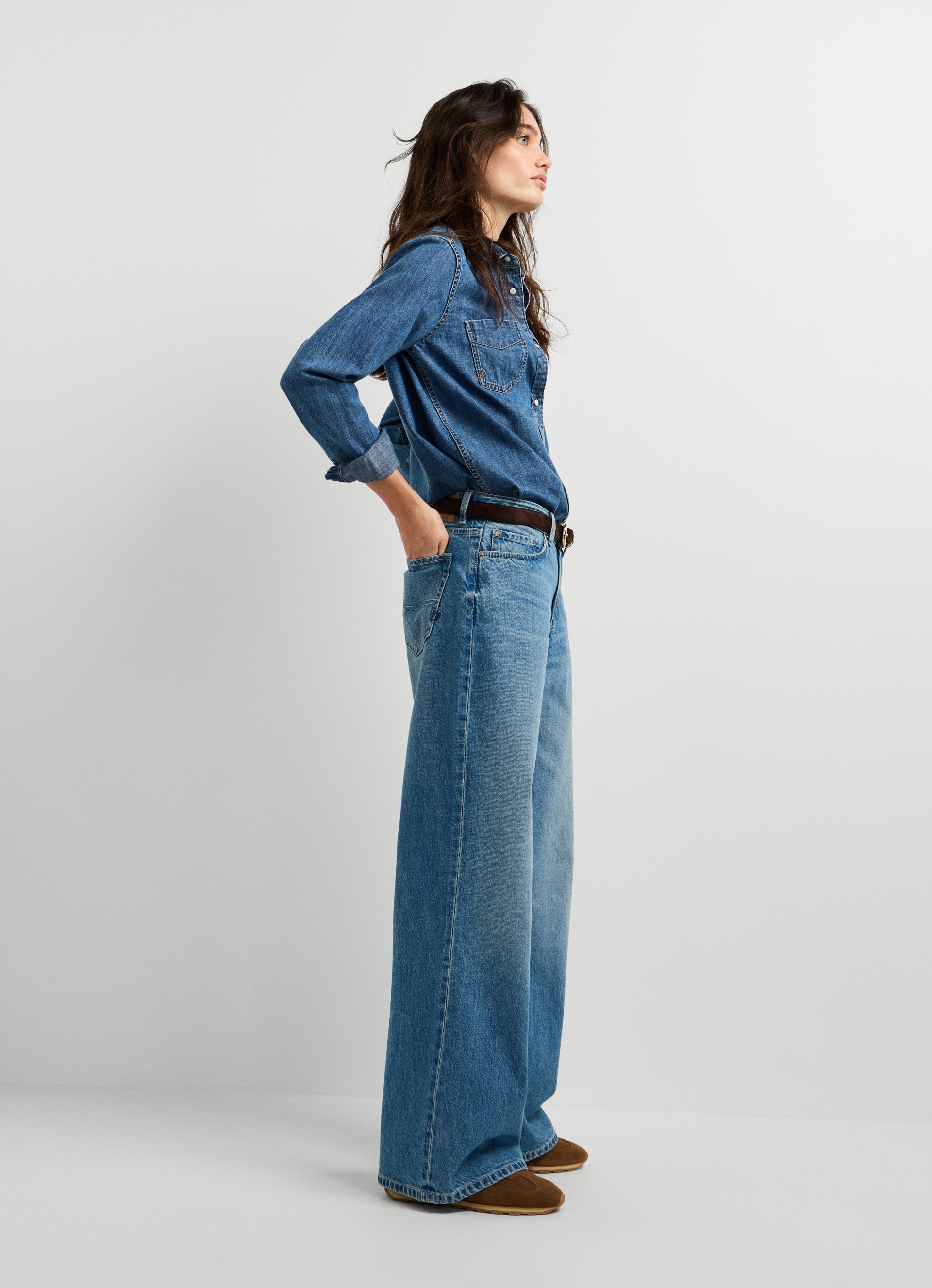 Pepe Jeans Weite Jeans »LINA MW WIDE LEG VERDE BLU« aus Baumwoll-Denim, mittlere Leibhöhe