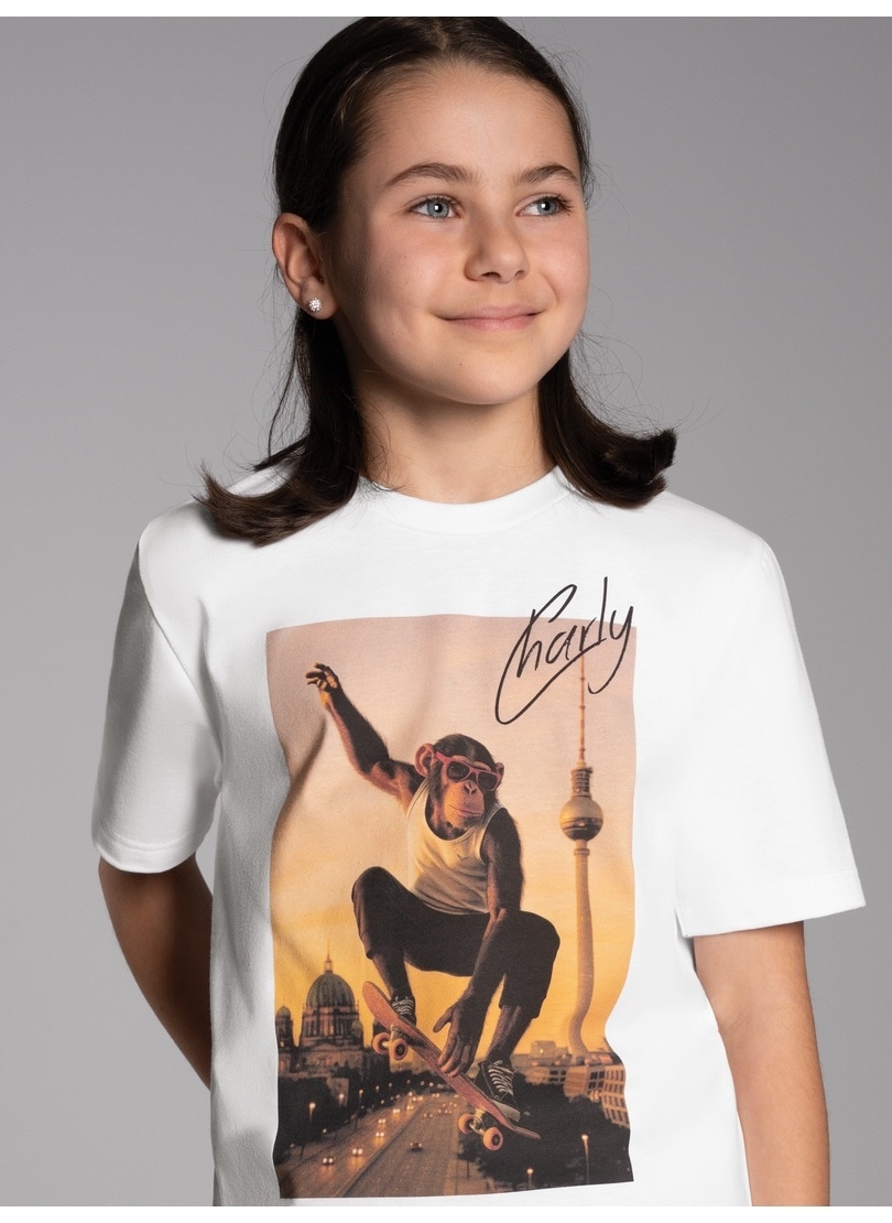 Trigema T-Shirt »TRIGEMA T-Shirt trigema Affe Charly Skateboard«, (1 tlg.)