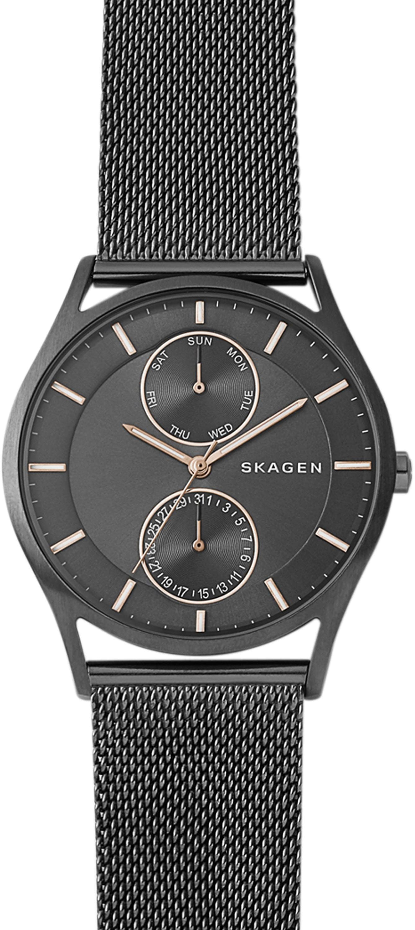 Skagen Multifunktionsuhr »HOLST MULTIFUNCTION«, Quarzuhr, Armbanduhr, Herrenuhr, Damenuhr, Datum, Edelstahlarmband