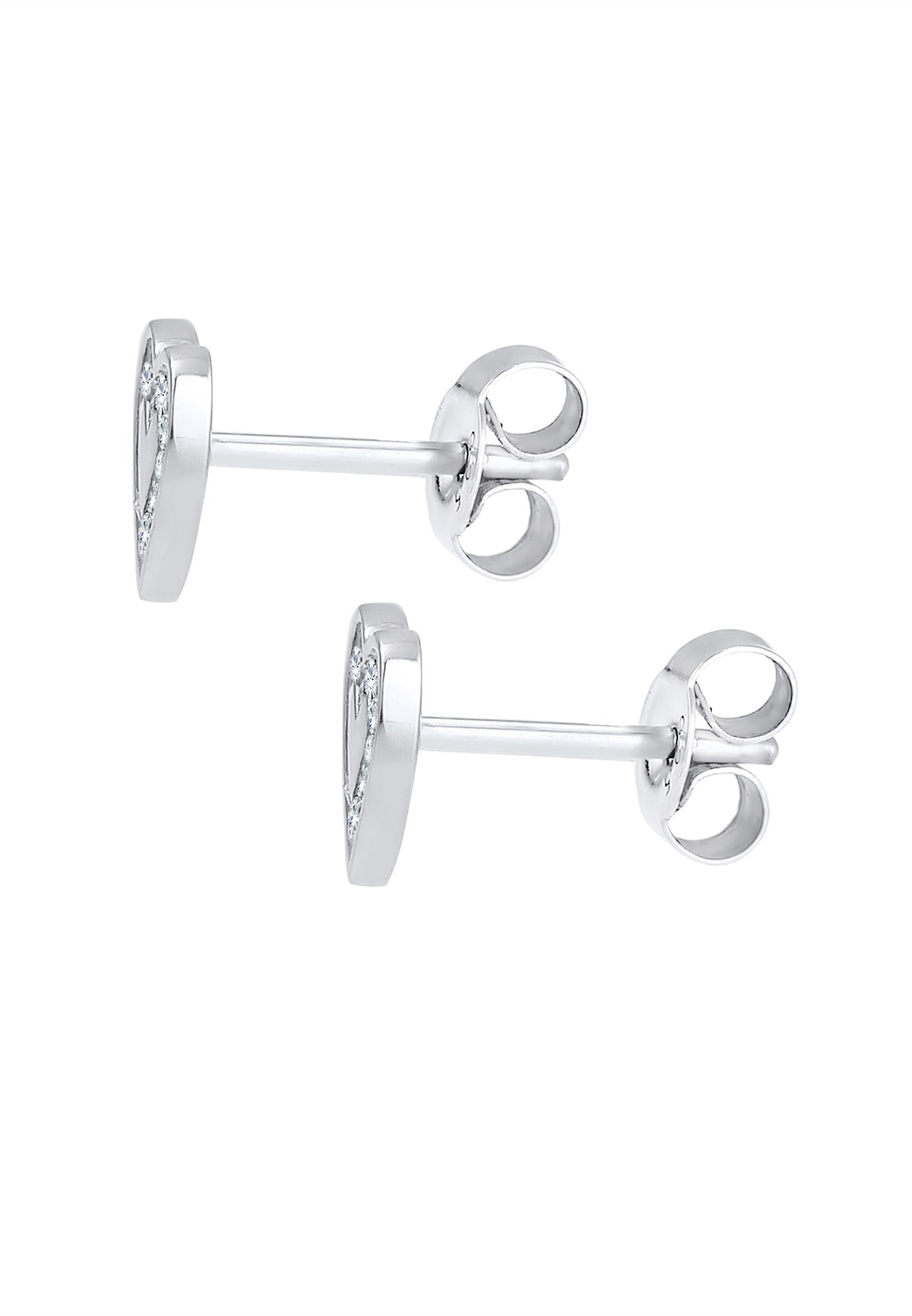 Elli Paar Ohrstecker »Ohrringe Ohrstecker Herz Glas Kristalle Weiß 925 Sterling Silber«