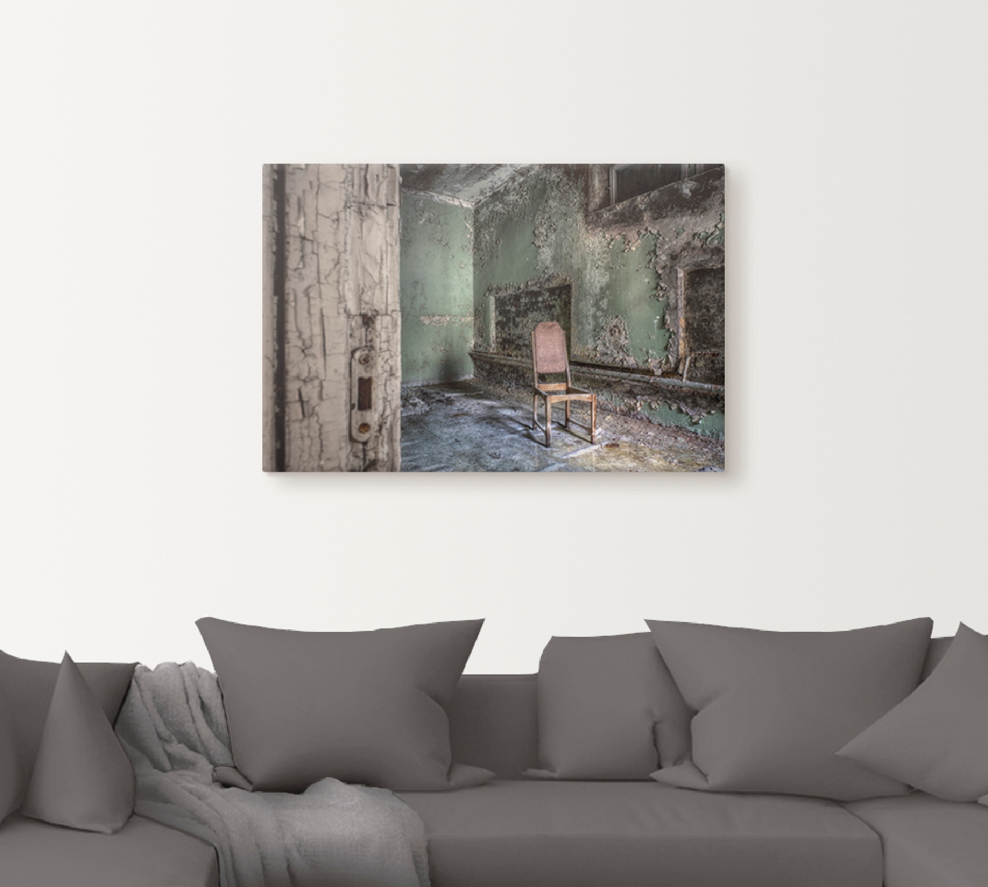 Artland Leinwandbild »Lost Place - einsamer Stuhl« Fenster & Türen 1 Stk. tlg. auf Holzrahmen gespannt
