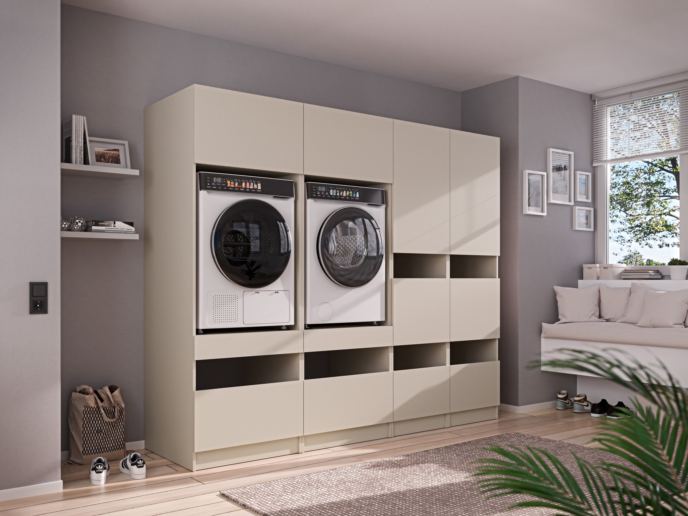 BASIC by Balculina Mehrzweckschrank-Set »Washhome B/T/H 236x68x200 cm« 4 Stk. tlg.