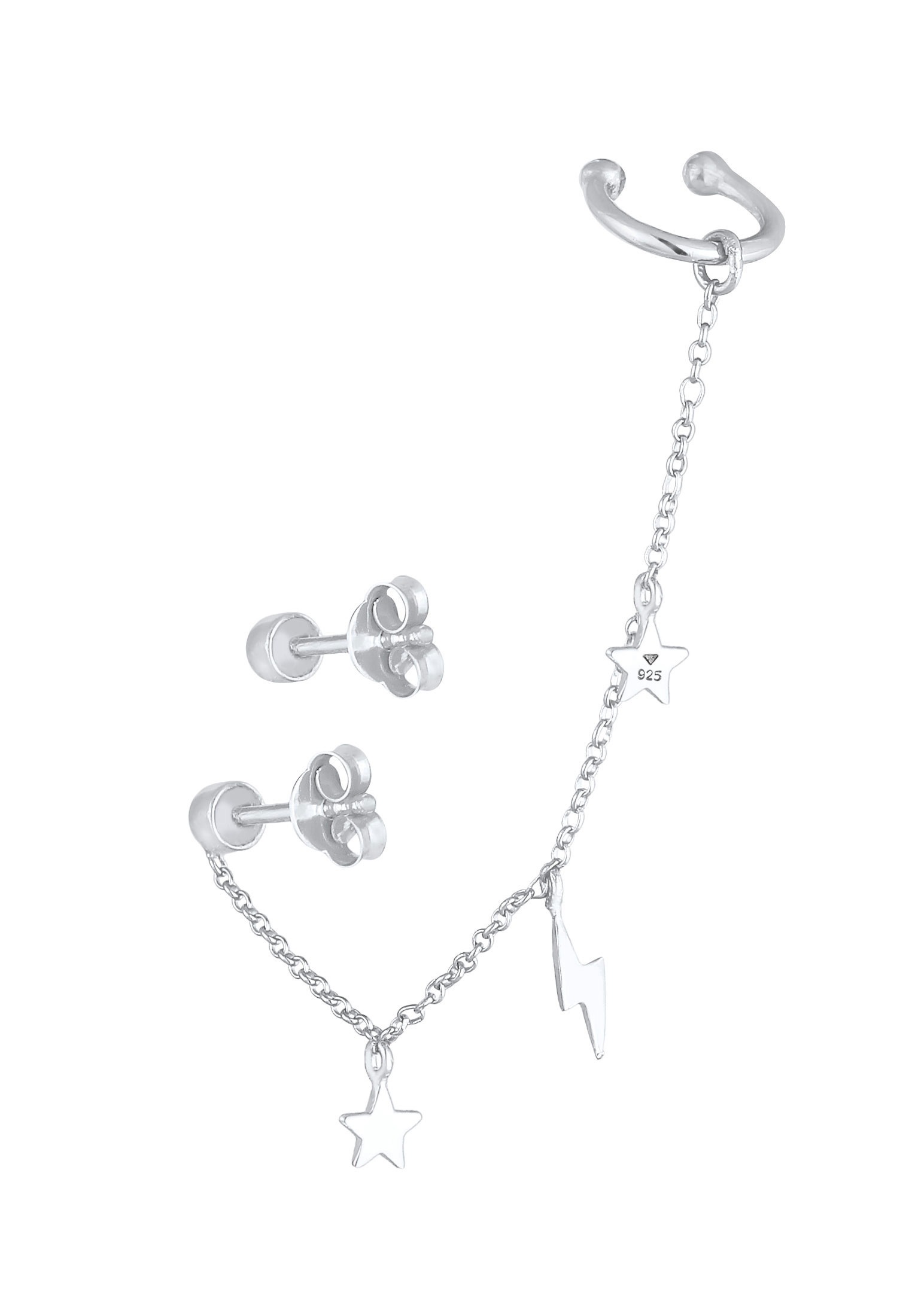 Elli Paar Ohrstecker »Ohrringe Stecker Earcuff Stern Blitz 925 Silber, mit Kristallen von Swarovski®«
