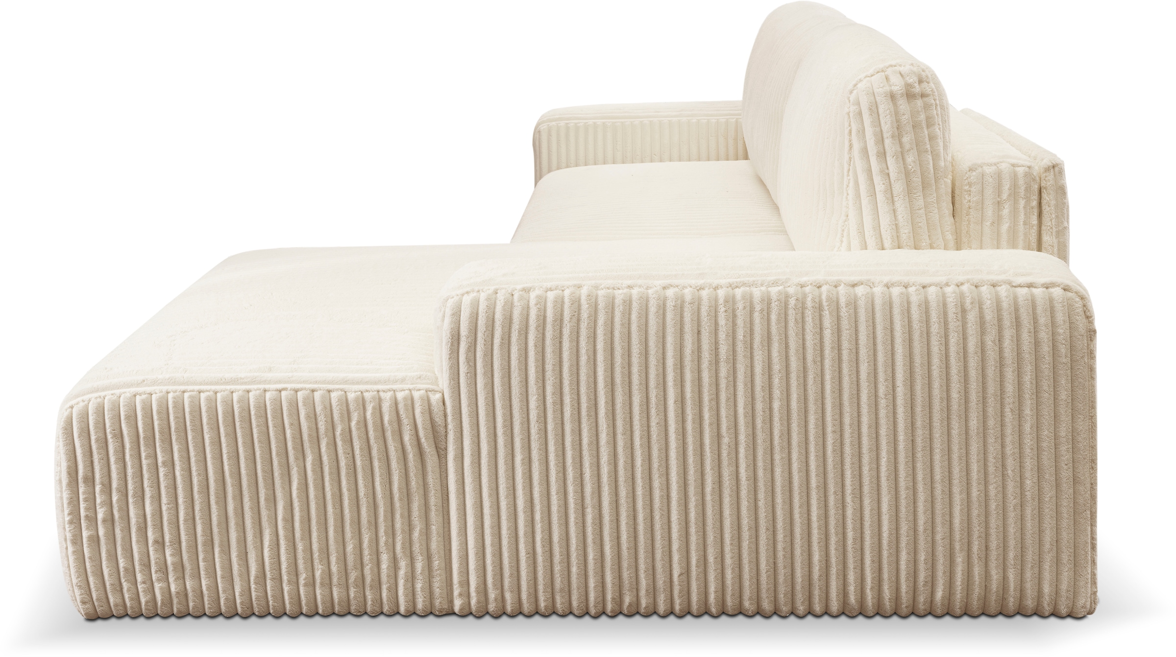 WERK2 Ecksofa »Hugo-L L-Form«, Design Ecksofa in Cord mit Schlaffunktion & Bettkasten