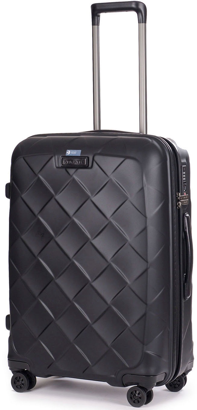 Stratic Hartschalen-Trolley »Leather&More M, matt black«, 4 Rollen, Reisekoffer Reisegepäck Aufgabegepäck TSA-Zahlenschloss