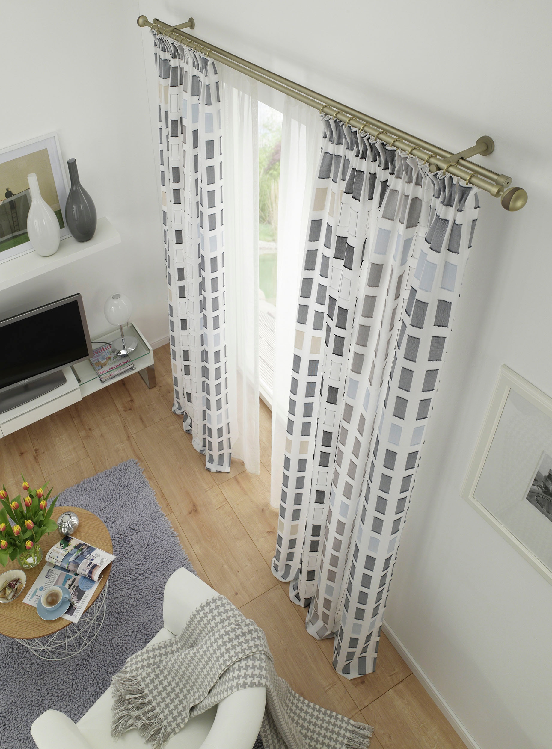 GARDINIA Kombiträger »Kira 2-Lauf offen« Serie Gardinenstange Kira