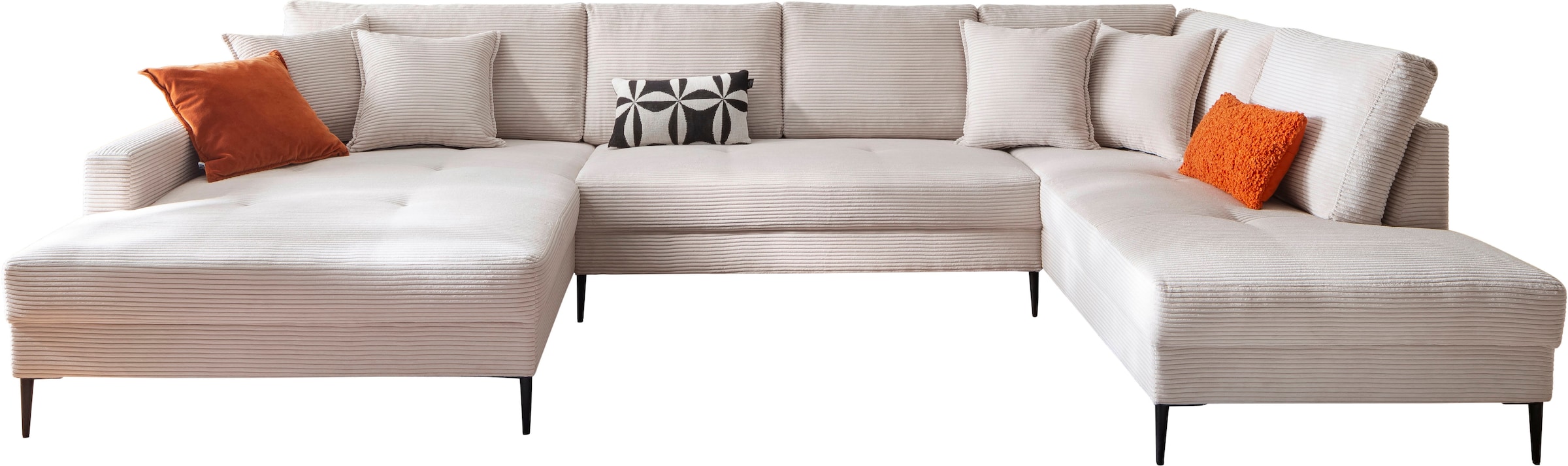 Trends by HG Wohnlandschaft »Summer U-Form«, in Cord-Stoff mit Metallfuß