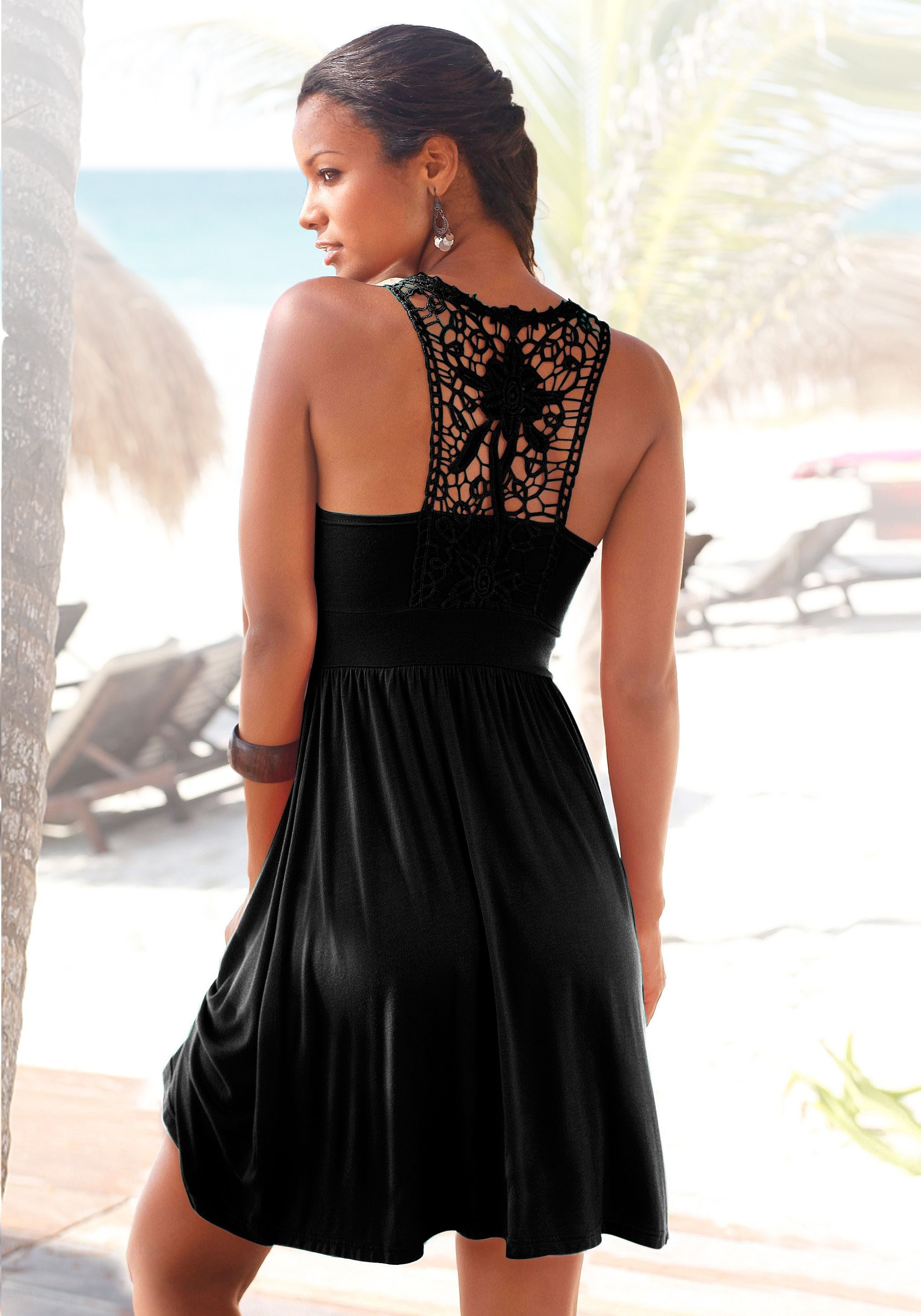 Strandkleid, mit Spitzenrücken, elastisches Sommerkleid, Spitzenkleid