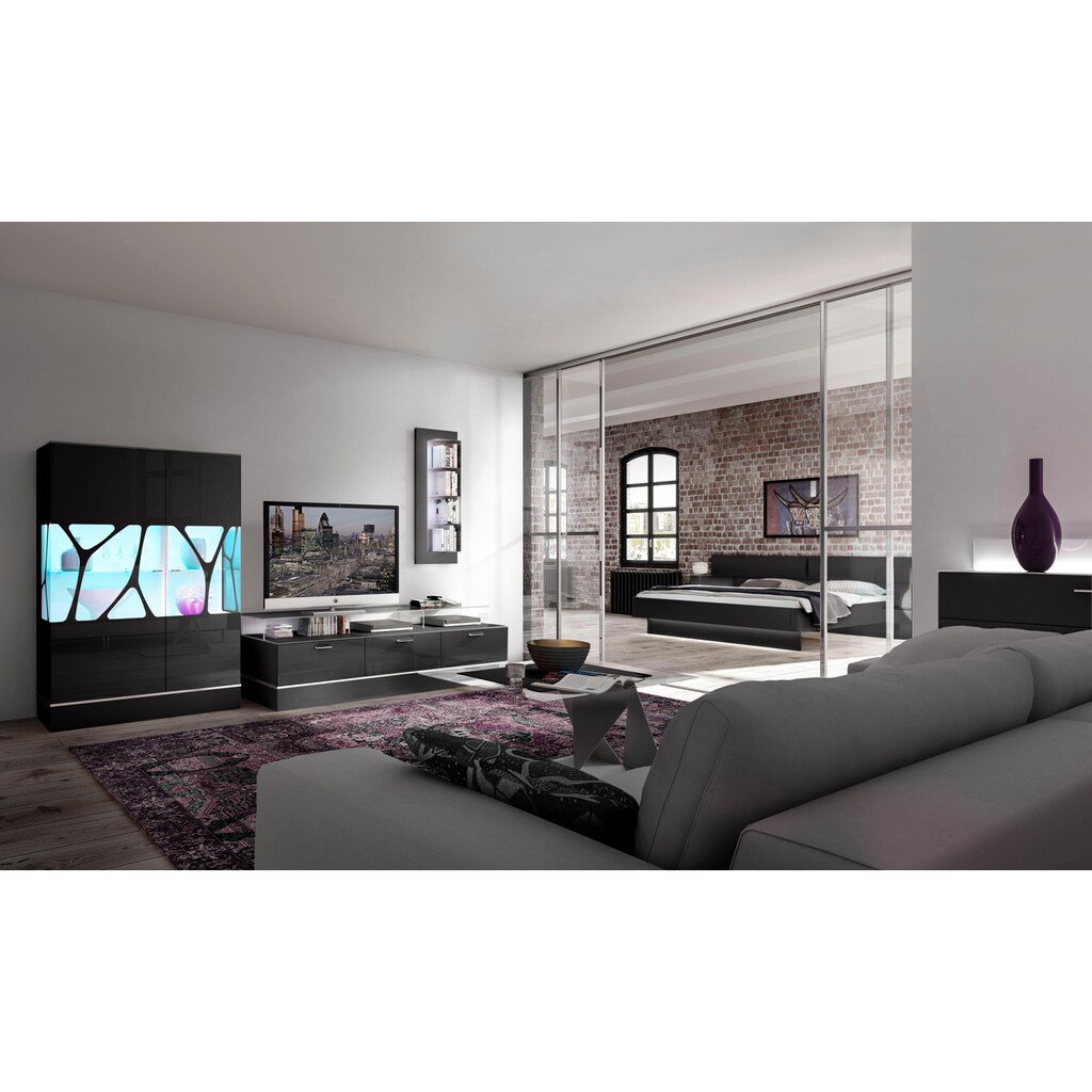 LEONARDO TV-Bank »CUBE«, für die Lowboards, mit 3 Glasfächern, Breite 189 cm